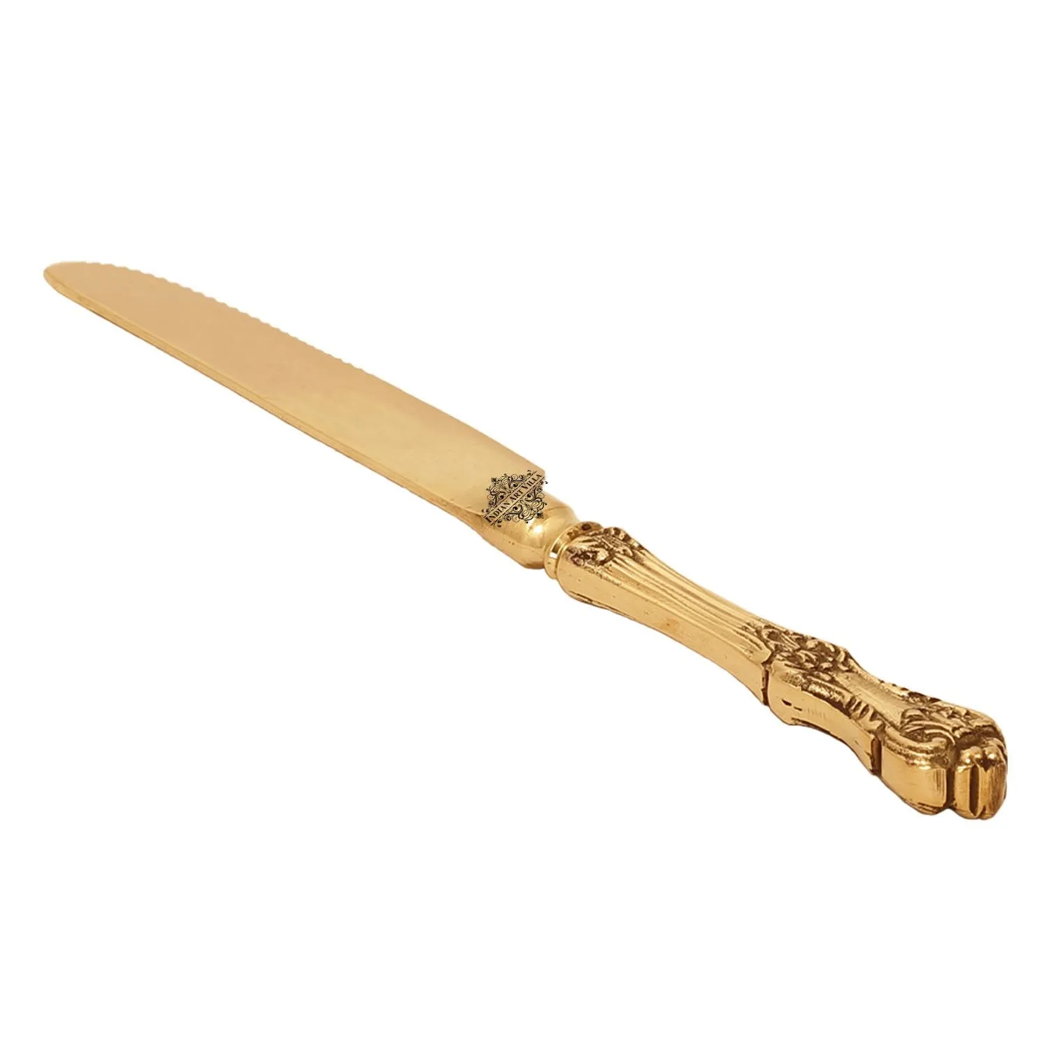 IndianArtVilla Brass Designer Butter Knife | Used to serve out pats of butter from a central butter dish to individual diners' plates