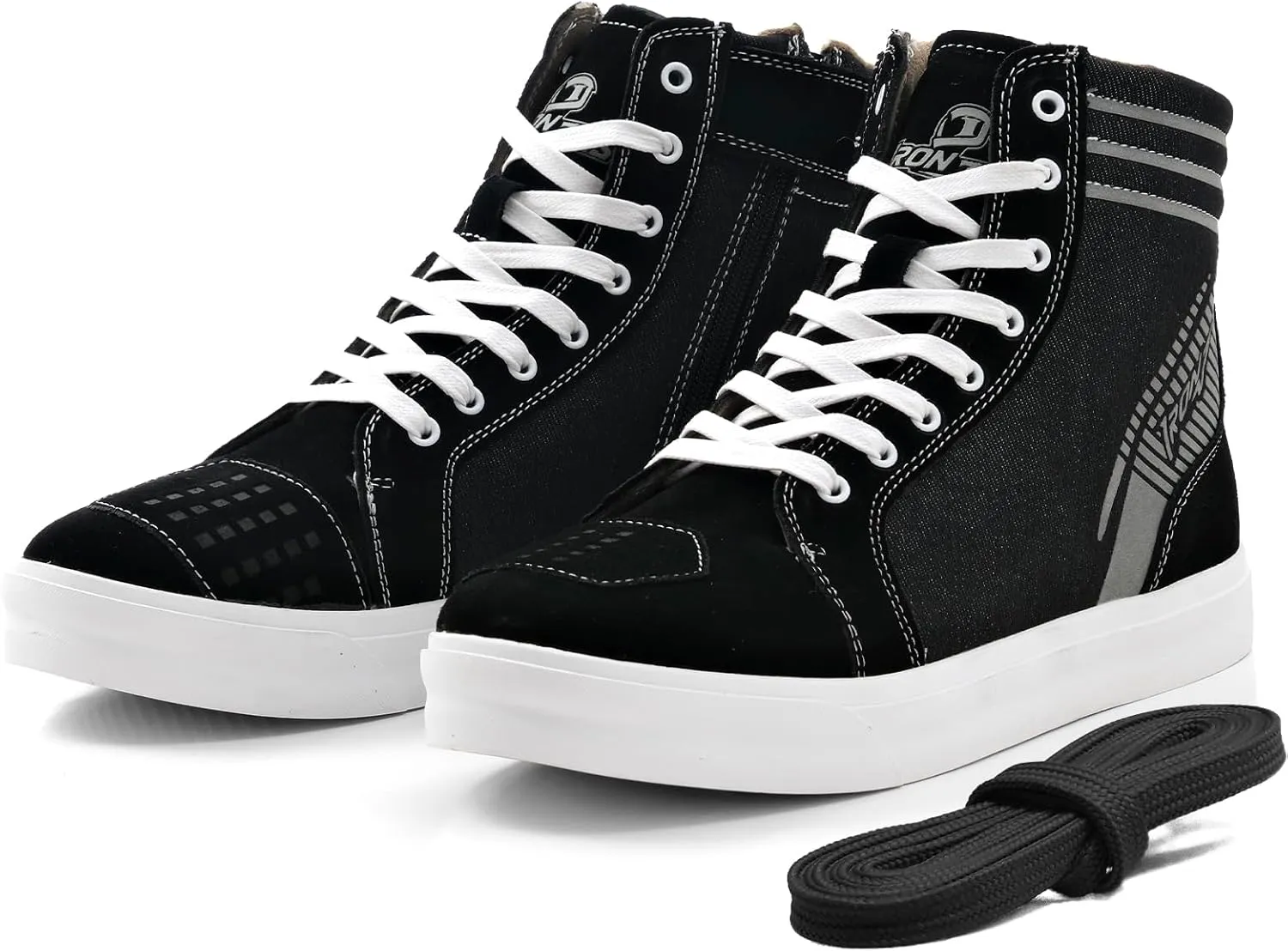 IRON JIA'S Motorcycle Shoes for Men, Anti-Slip Breathable Street Casual Motorcycle Riding Boots with Side Zipper, Ankle Support, Shift Pads 11