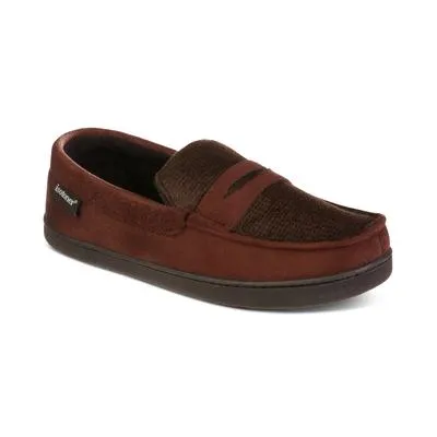 Isotoner Men's Houndstooth Jasper Moccasin Slippers Brown Medium  8 to 9