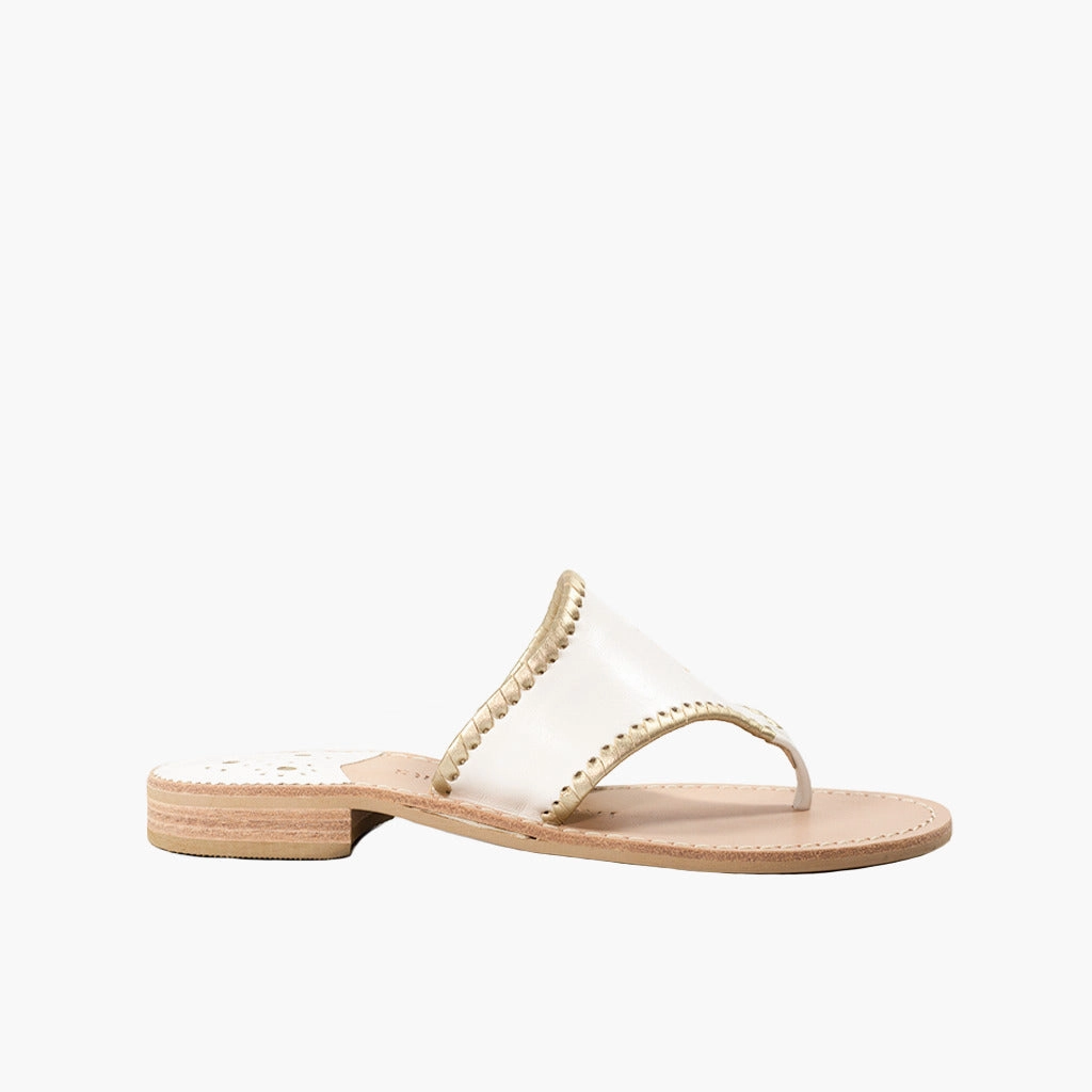Airflow Ventilation Durable Sole Jacks Embroidered "I DO" Leather Flat Sandal