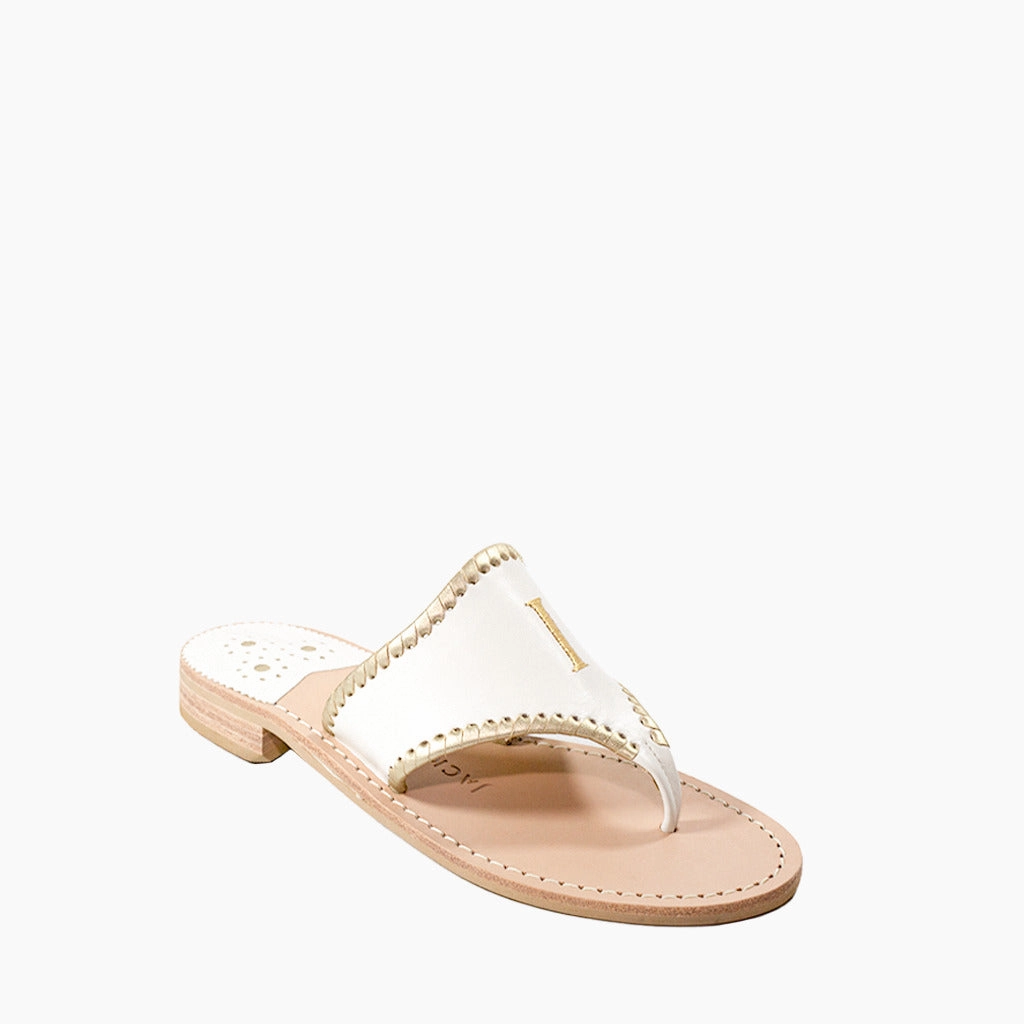 Impact Diffusion Flight Day Jacks Embroidered "I DO" Leather Flat Sandal