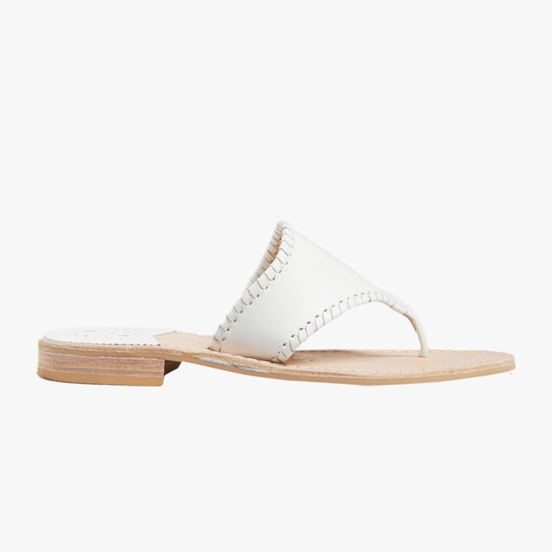 Foot Flex Stride Light Jacks Embroidered "I DO" Leather Flat Sandal