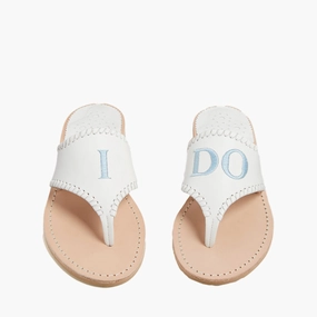 Jacks Embroidered "I DO" Leather Flat Sandal Grip Tread