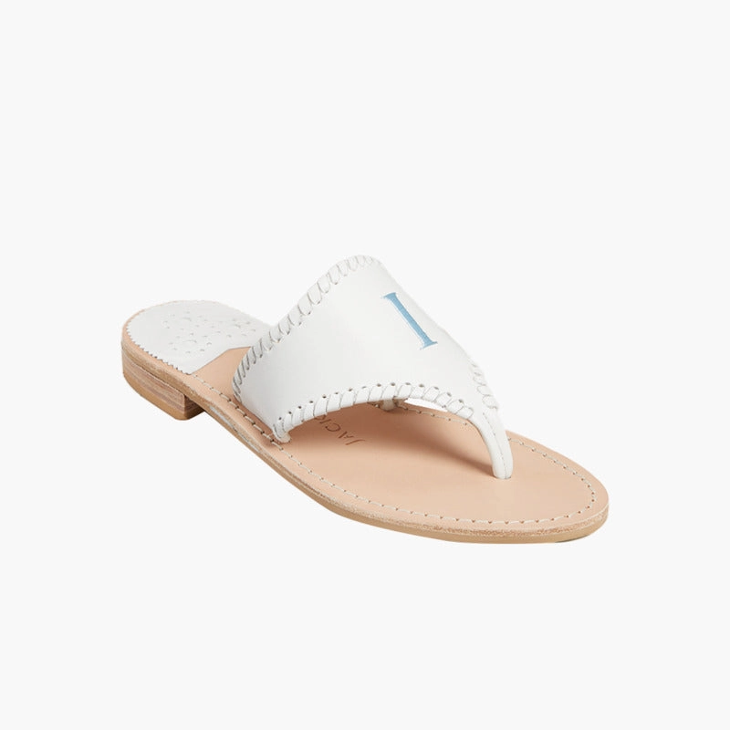 Trendy Simple Step Jacks Embroidered "I DO" Leather Flat Sandal
