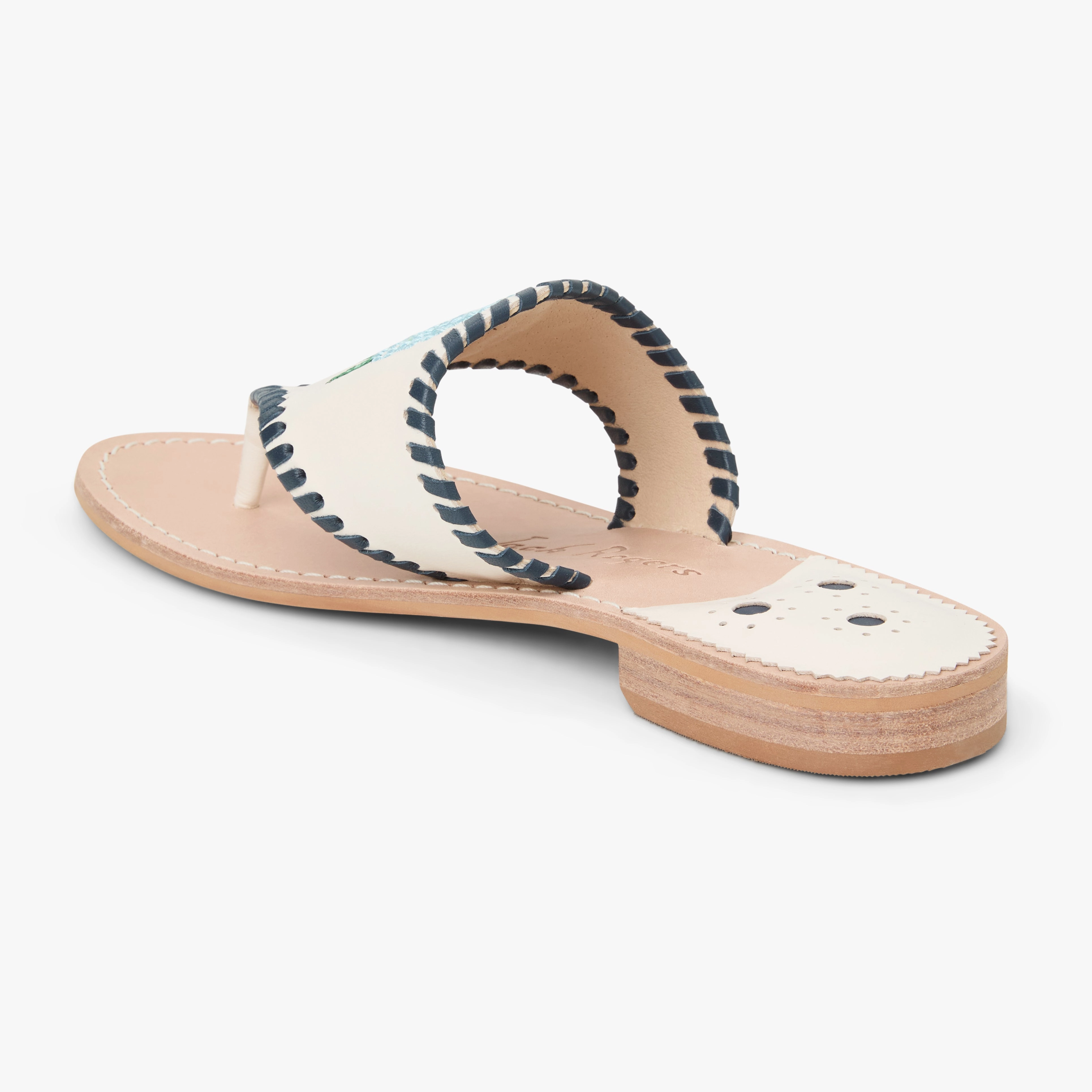 Jacks Hydrangea Leather Flat Sandal Ventilation Ports Comfortable Footwear For Outdoors