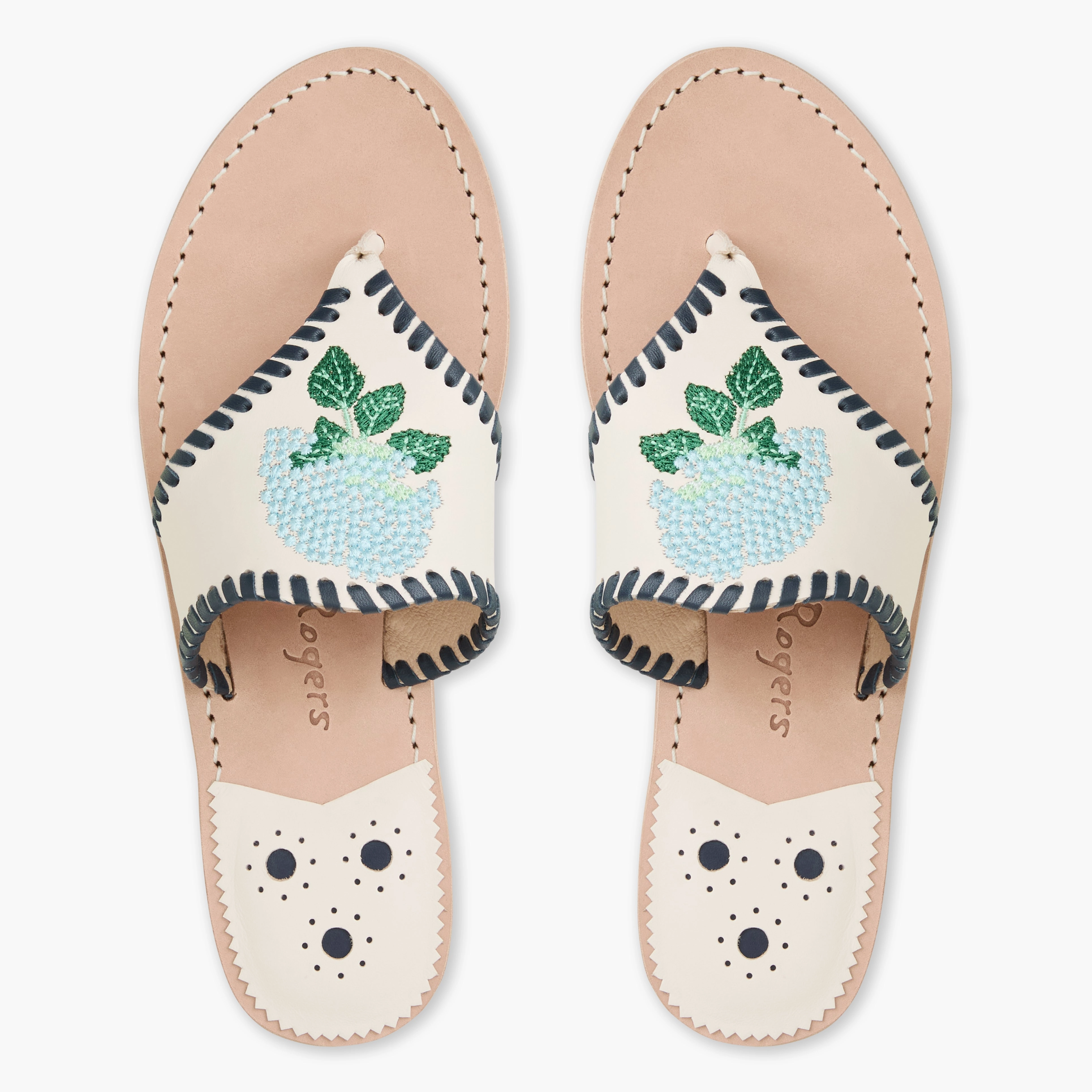 Foot Freedom Fresh Look Jacks Hydrangea Leather Flat Sandal