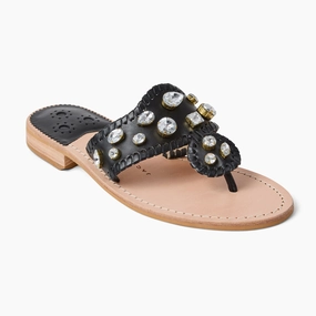 Sandal Storage Relaxed Style Jacks Jeweled Leather Flat Sandal
