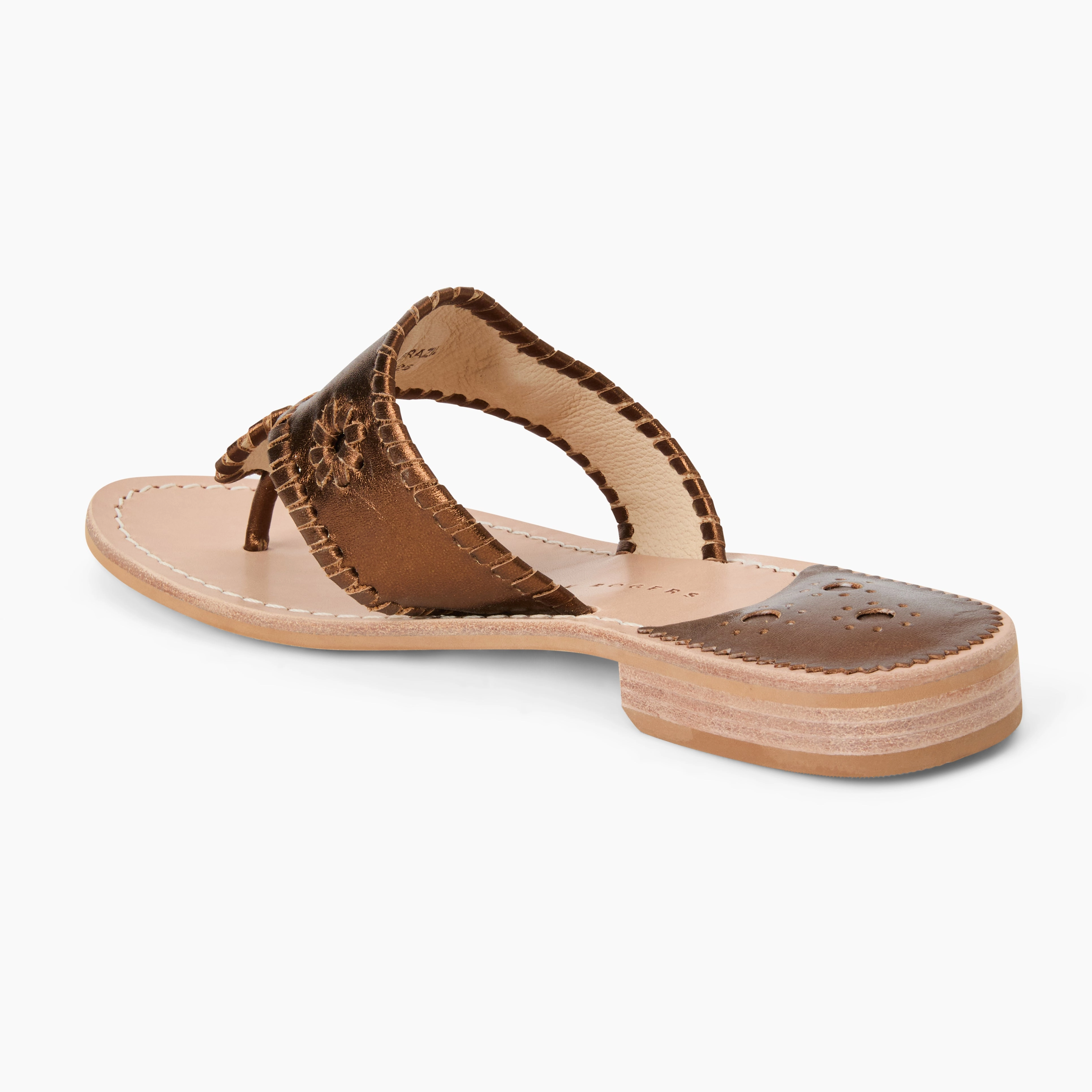 Jacks Metallic Leather Flat Sandal Walking Natural Step
