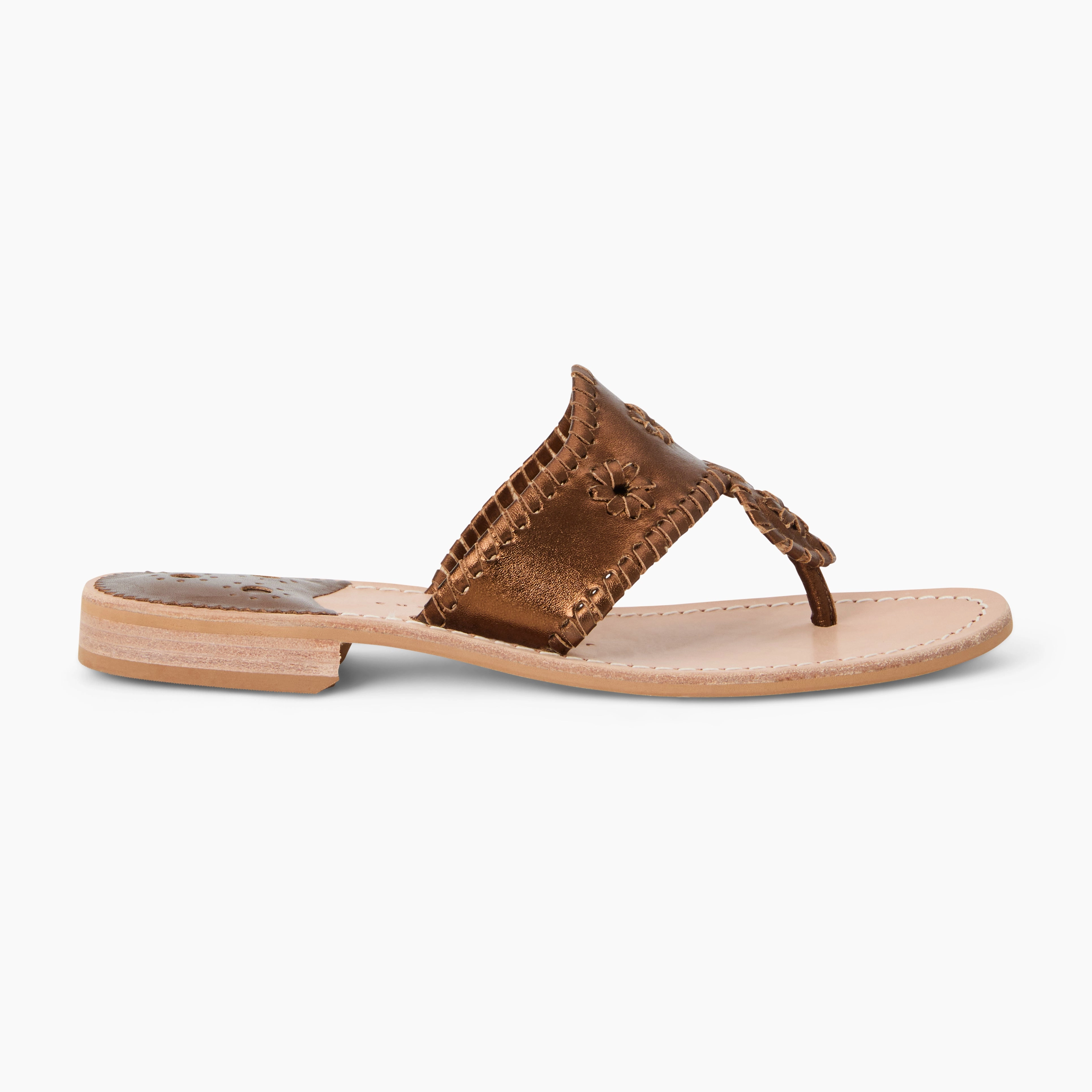 Jacks Metallic Leather Flat Sandal Simple Footwear Footbed Padding
