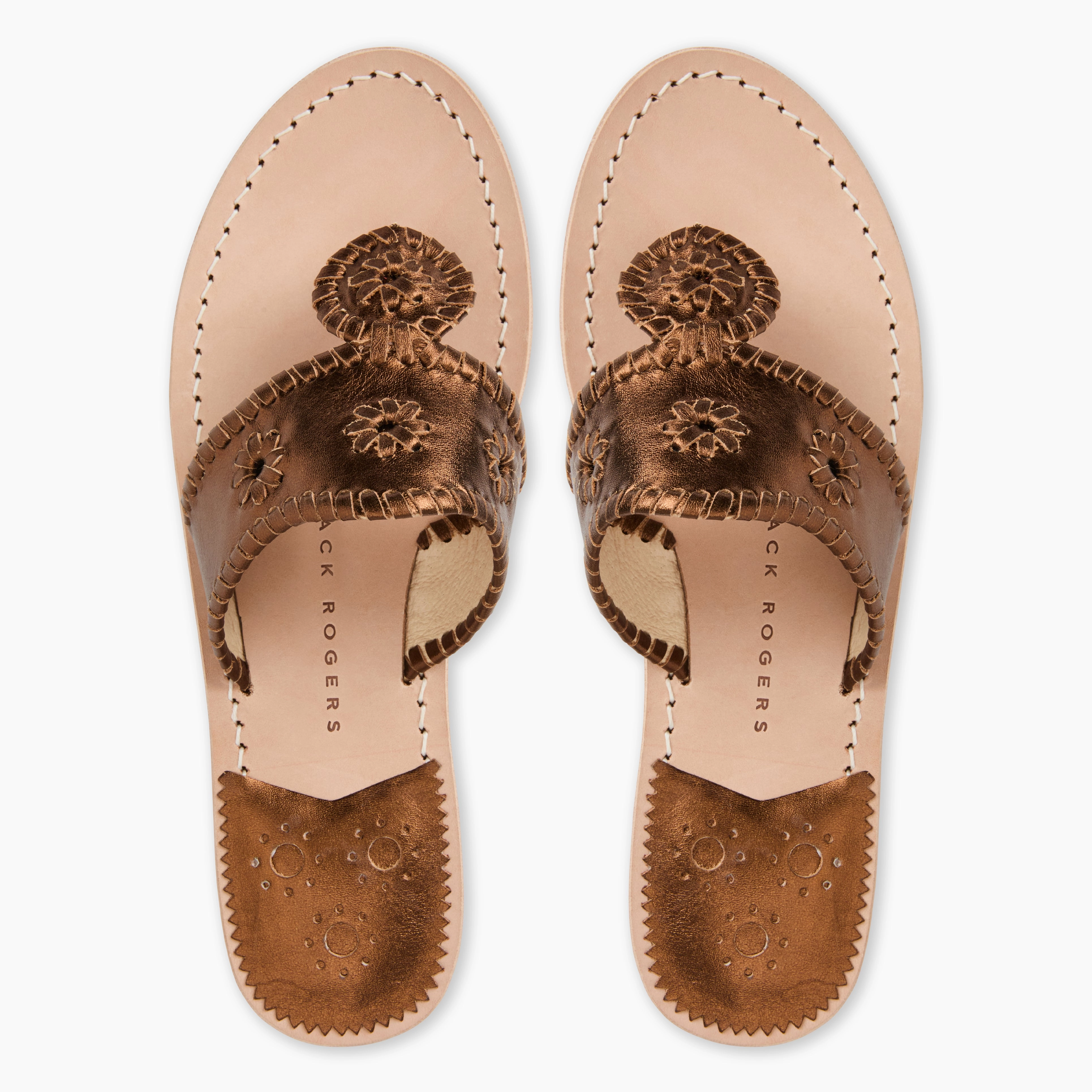 Lightweight Comfort Jacks Metallic Leather Flat Sandal