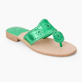 Weekend Plans Jacks Metallic Leather Flat Sandal