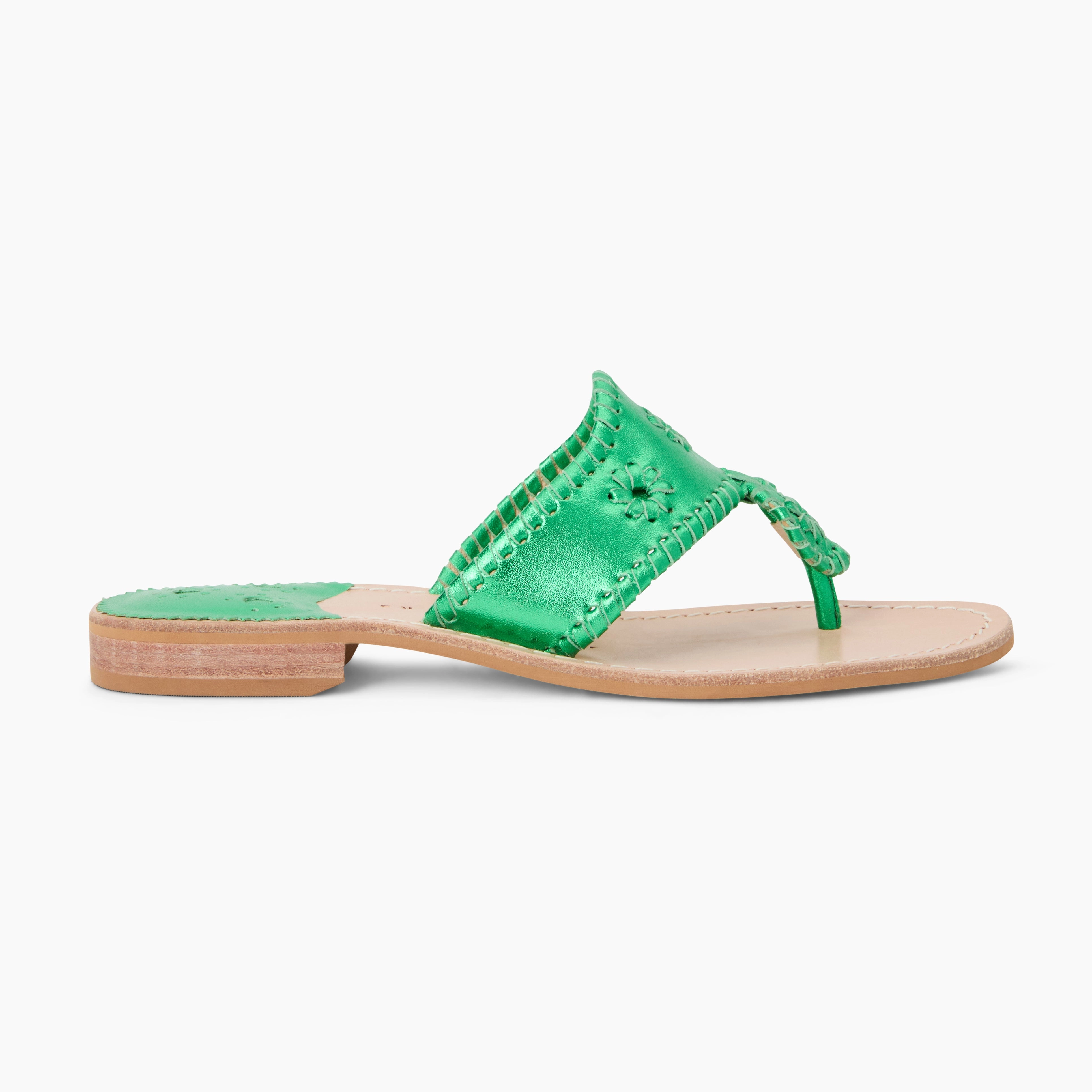 Jacks Metallic Leather Flat Sandal Flexible Groove Design Ultra Flex Construction