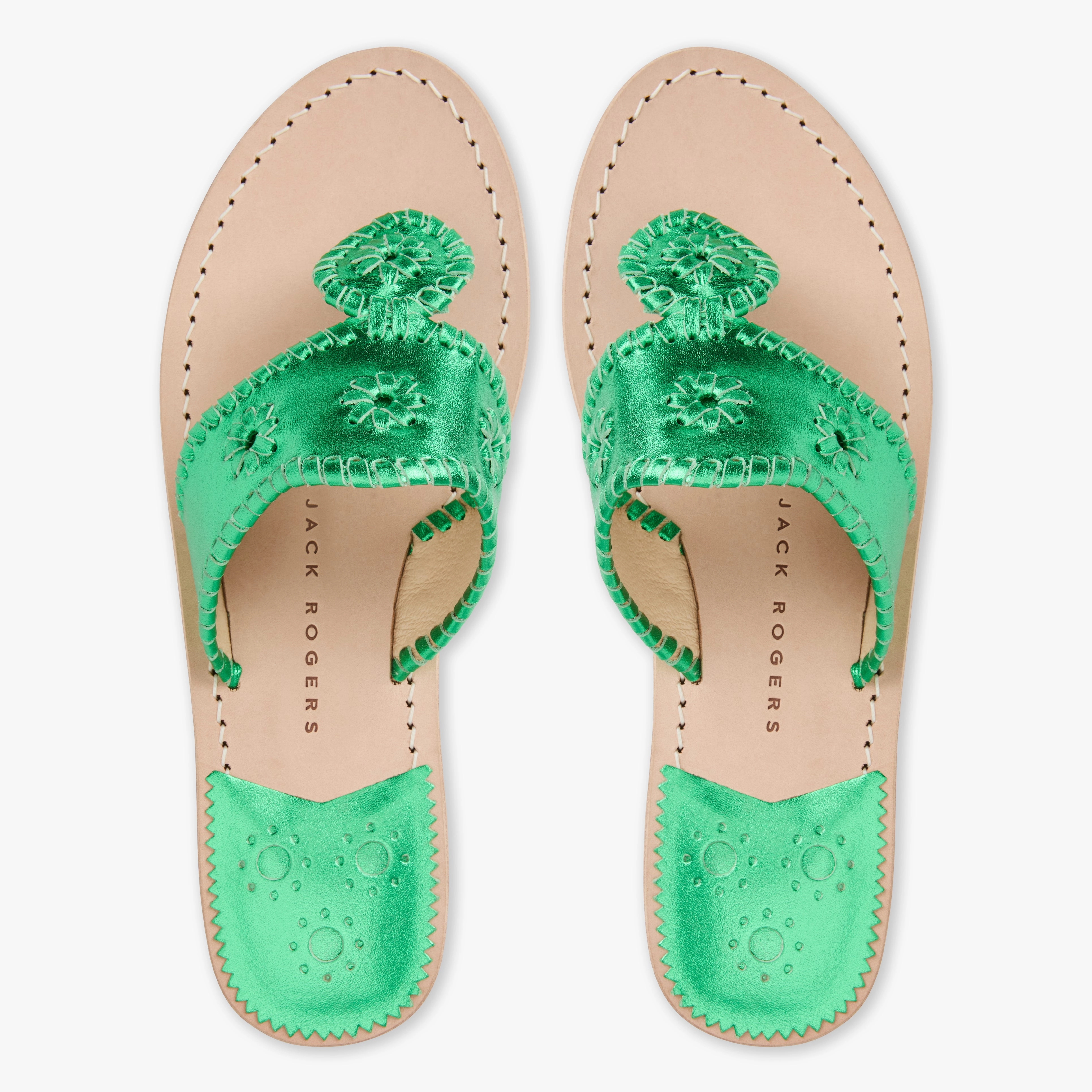 Jacks Metallic Leather Flat Sandal Quick Buckle