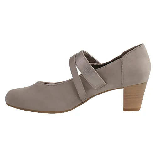 Jana Ladies Cross Strap Pumps - 24464-42 - Stone