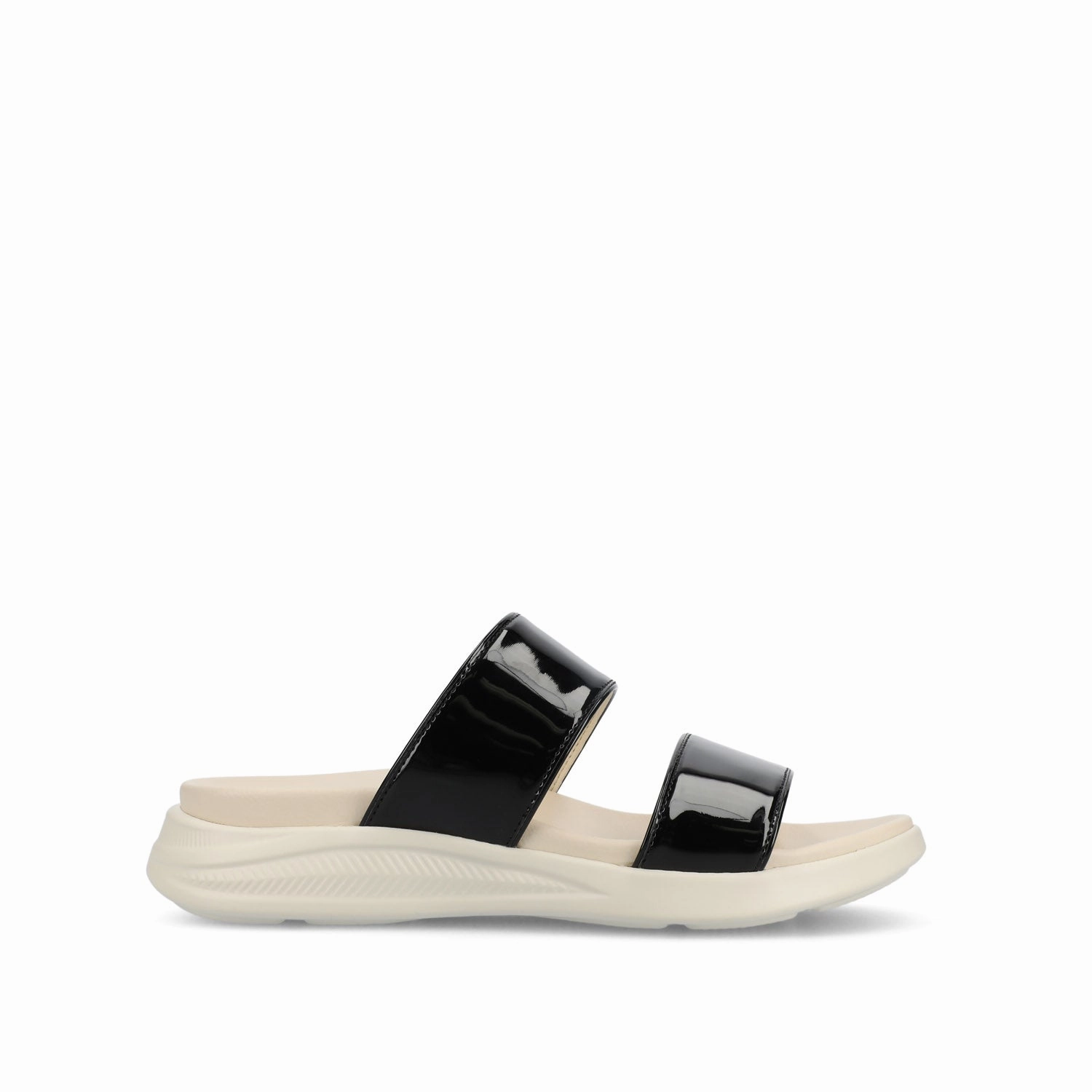 JANIS SLIP ON SANDALS IN PATENT Everywhere Fit Support Feel