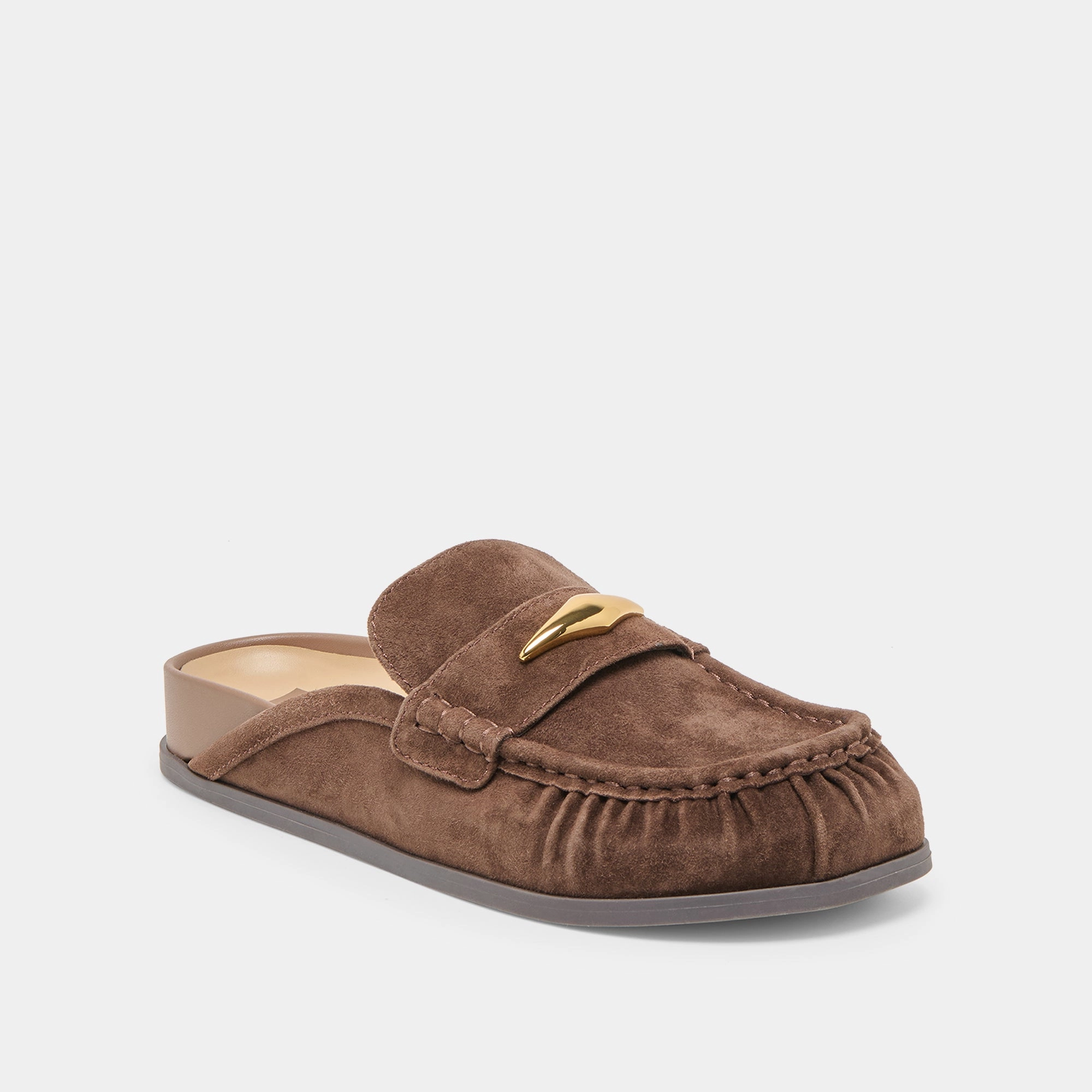 JODERO FLATS DK BROWN SUEDE Lesson Step Fashion Walk