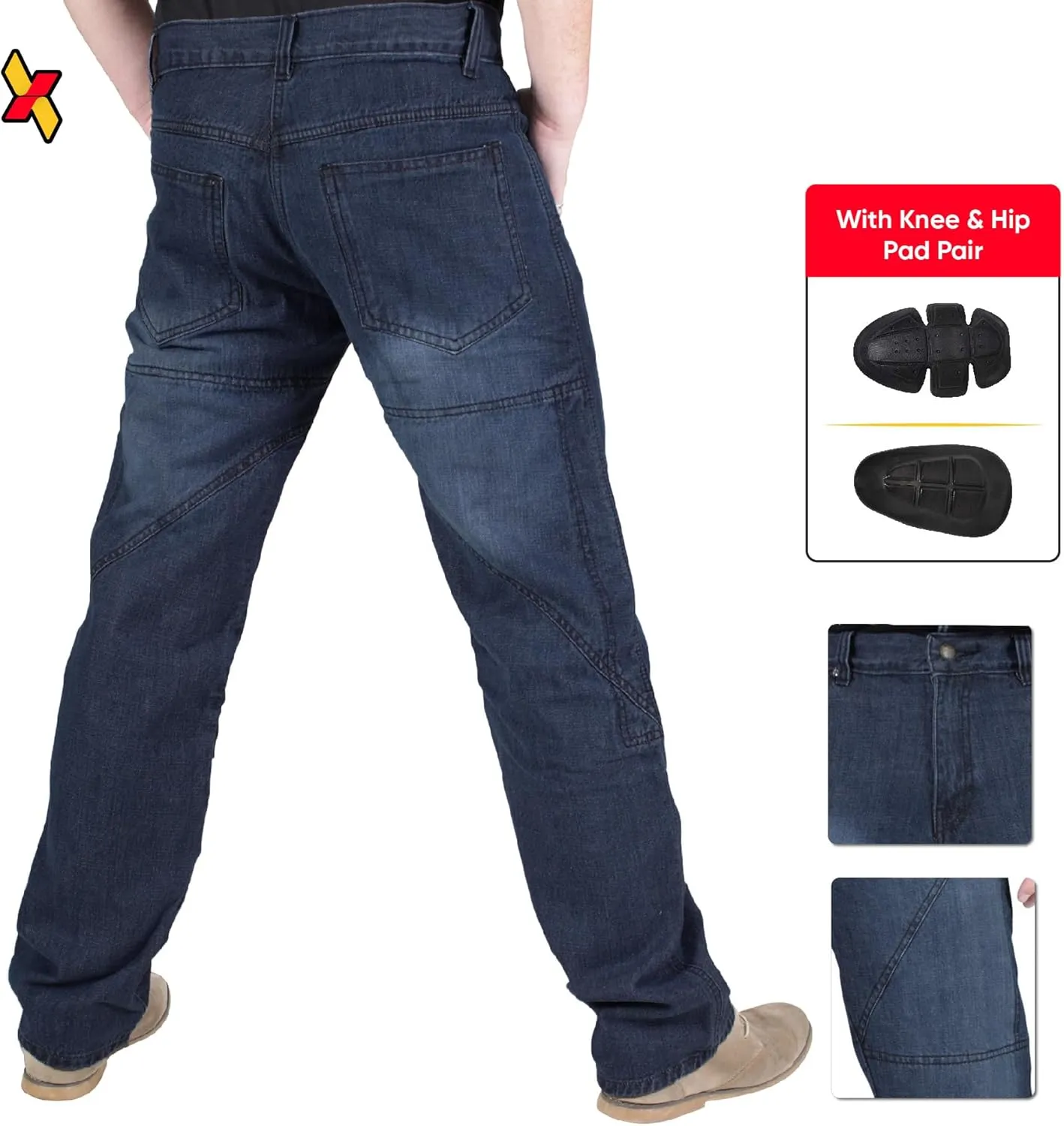 Juicy Trendz Motorcycle Jeans for Men - Motorcycle Riding Pants with Armor, Breathable Fabric for Comfort, Blue