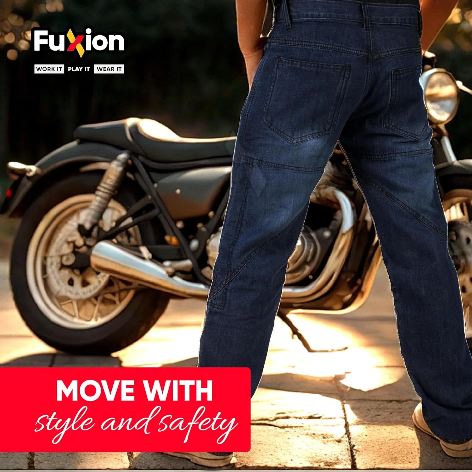 Juicy Trendz Motorcycle Jeans for Men - Motorcycle Riding Pants with Armor, Breathable Fabric for Comfort, Blue