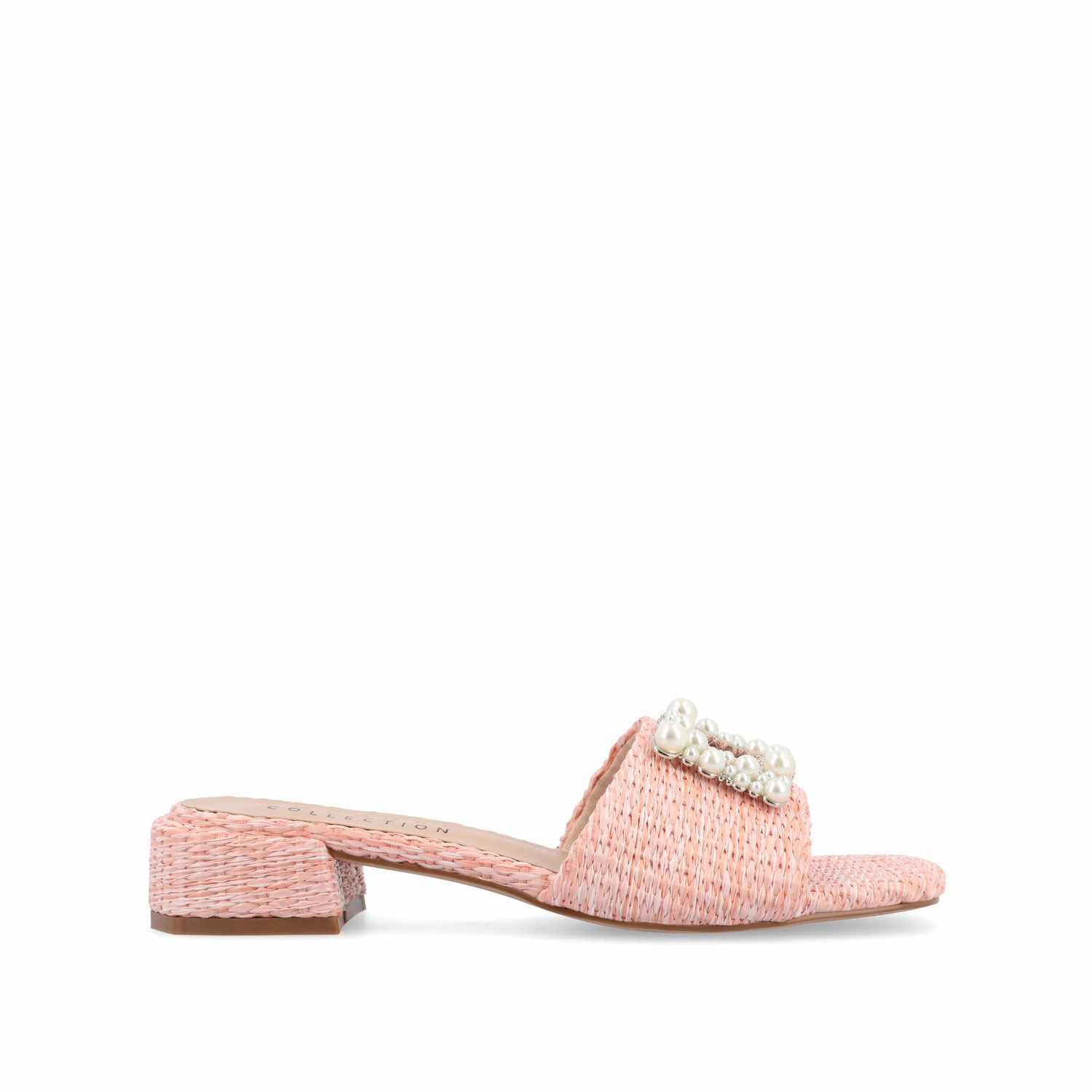 JUSTINA HEELED SANDALS IN FAUX RAFFLA Slip On Style