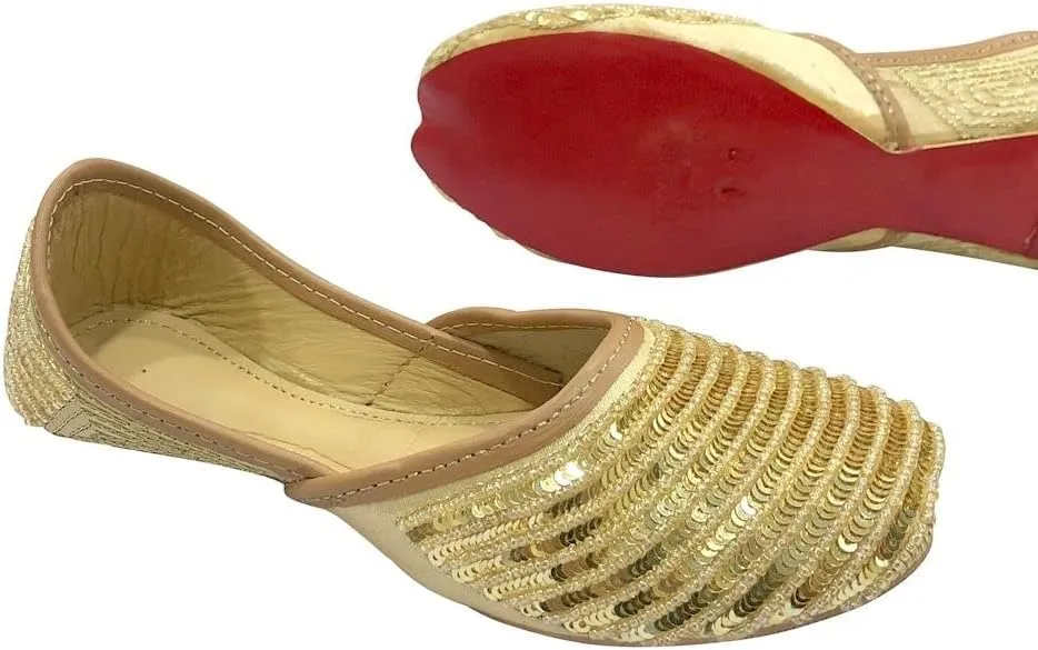 Jutti for Girls Mojari Toddler/Little Kid/Big Kid Flat Party Shoes Formal Beaded Girls Dress Juttis Slip on Punjabi Juti
