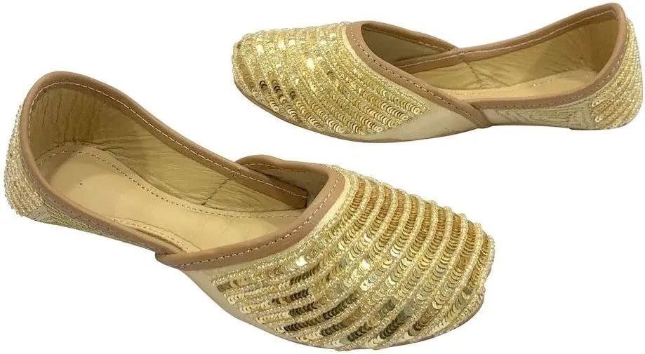 Jutti for Girls Mojari Toddler/Little Kid/Big Kid Flat Party Shoes Formal Beaded Girls Dress Juttis Slip on Punjabi Juti