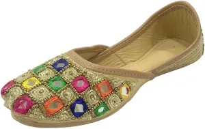 Juttis for Girls Toddler/Little Kid/Big Kid Ballerina Flat Slip on Formal Party Shoes Juti Girls Beaded Mojari Punjabi Jutti