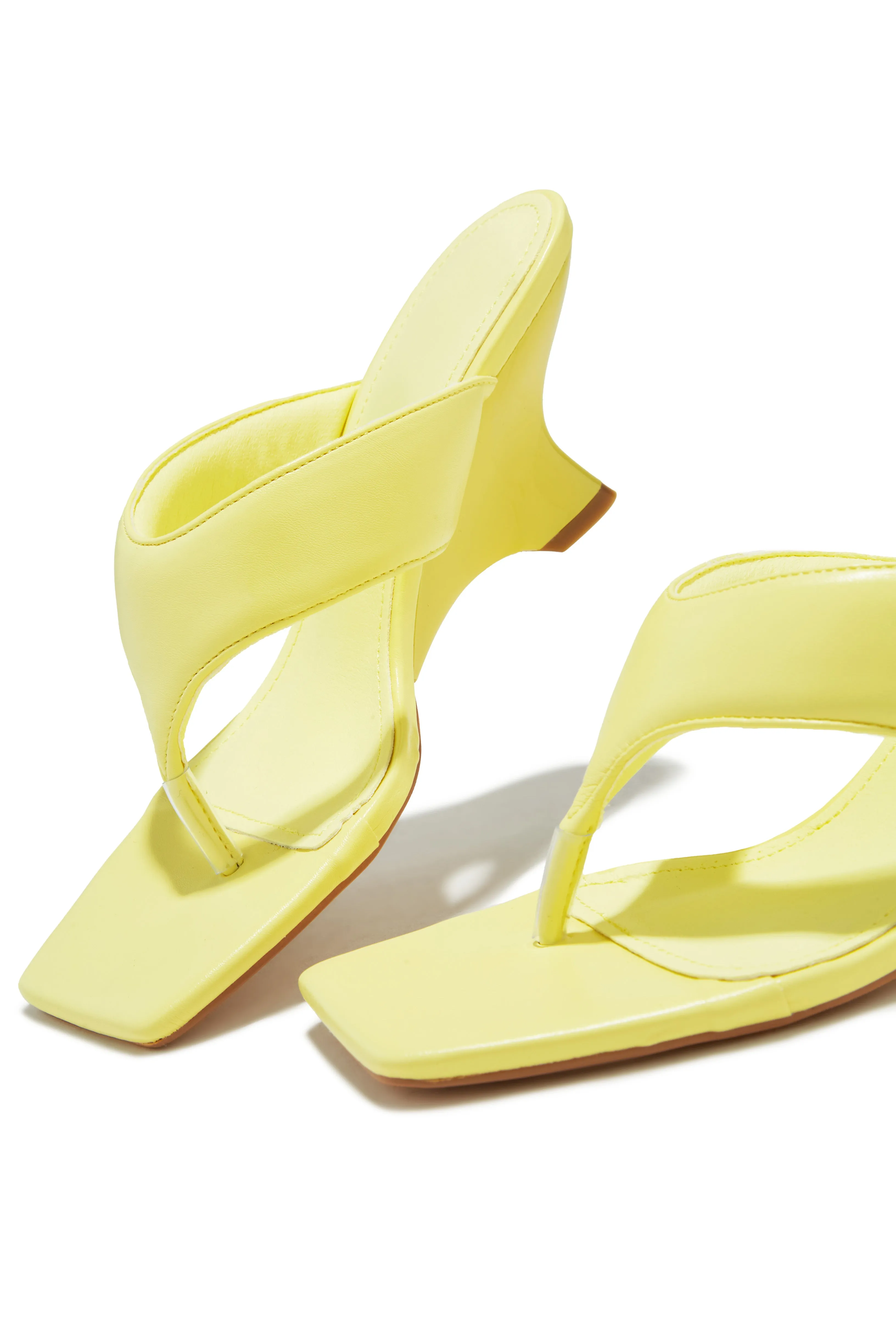 Kaline Thong Strap Mule Heels - Yellow