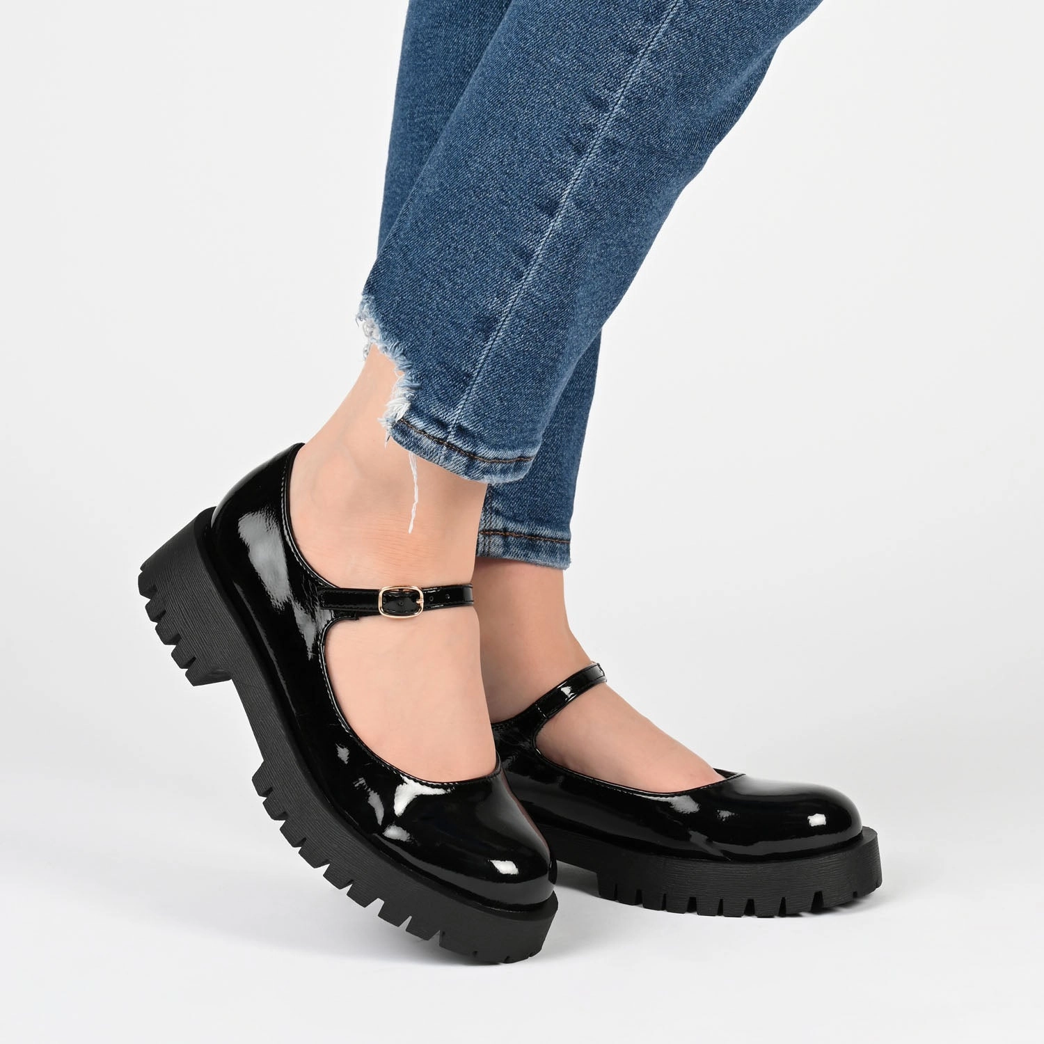 KAMIE LUG SOLE MARY JANE FLATS Pressure Relief Easy Wear
