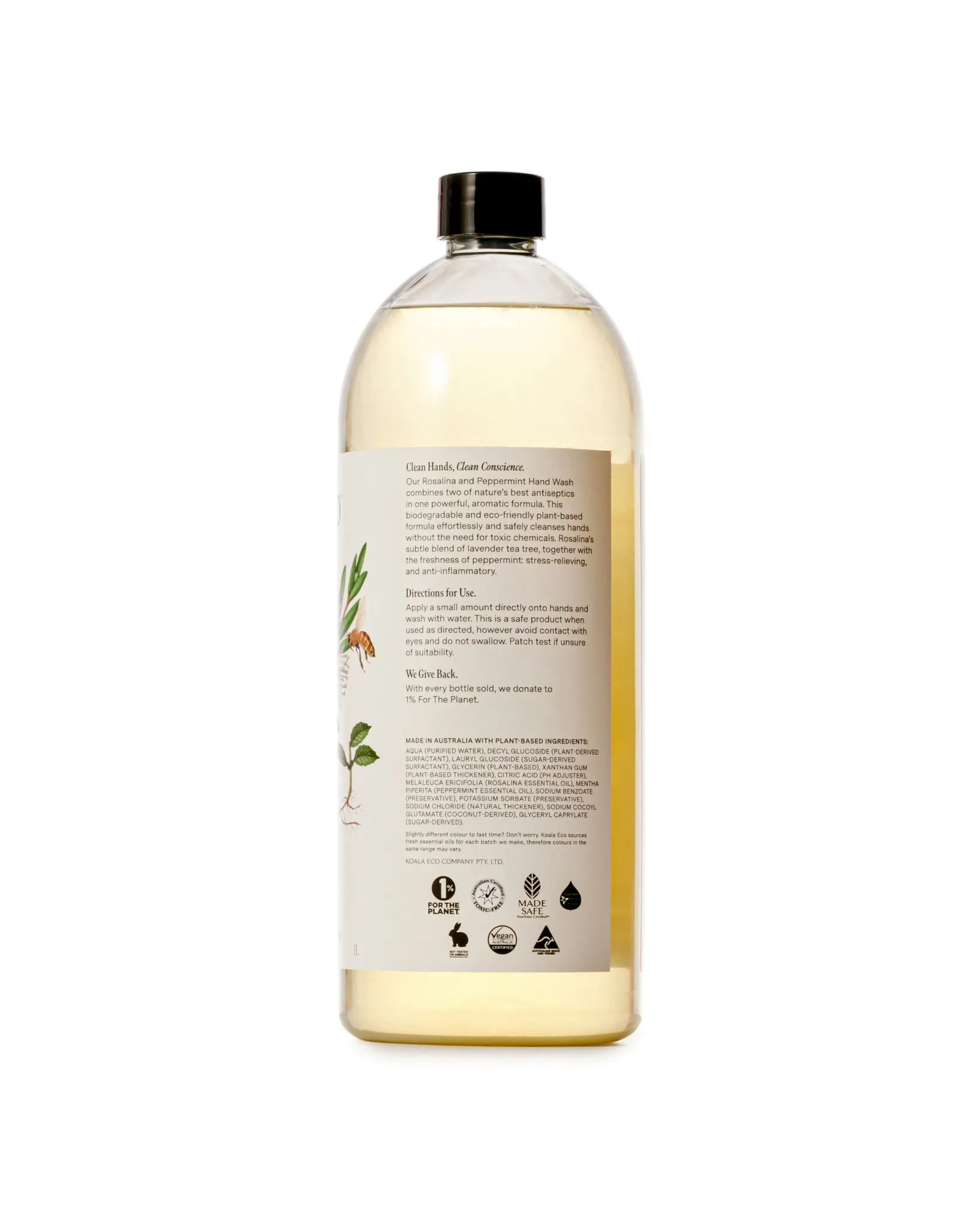 Koala Eco Natural Hand Wash Rosalina &Peppermint Essential Oil - 1L Refill