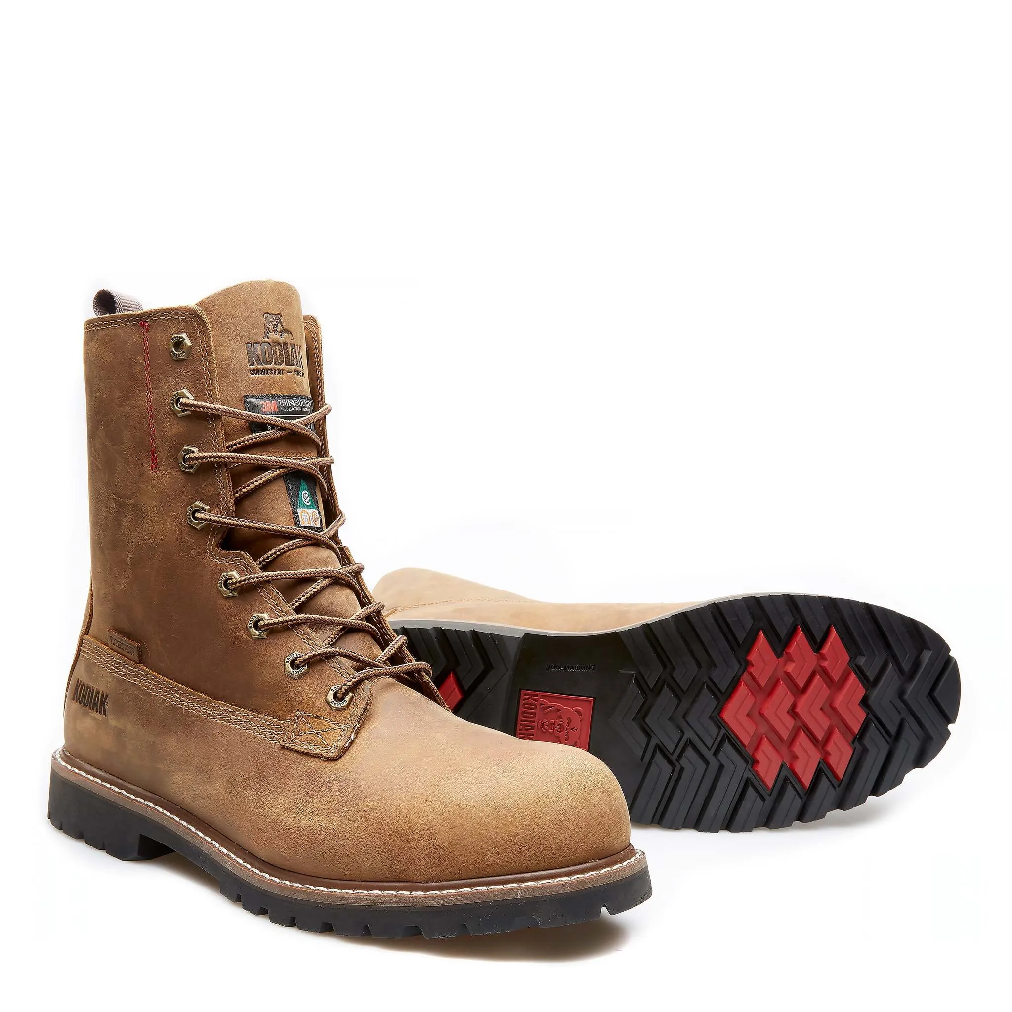 Kodiak Men's McKinney 8" Safety Work Boots – Waterproof Full Grain Leather, 200g Thinsulate, Composite Toe & Plate, Oil Resistant | Sizes 7-15