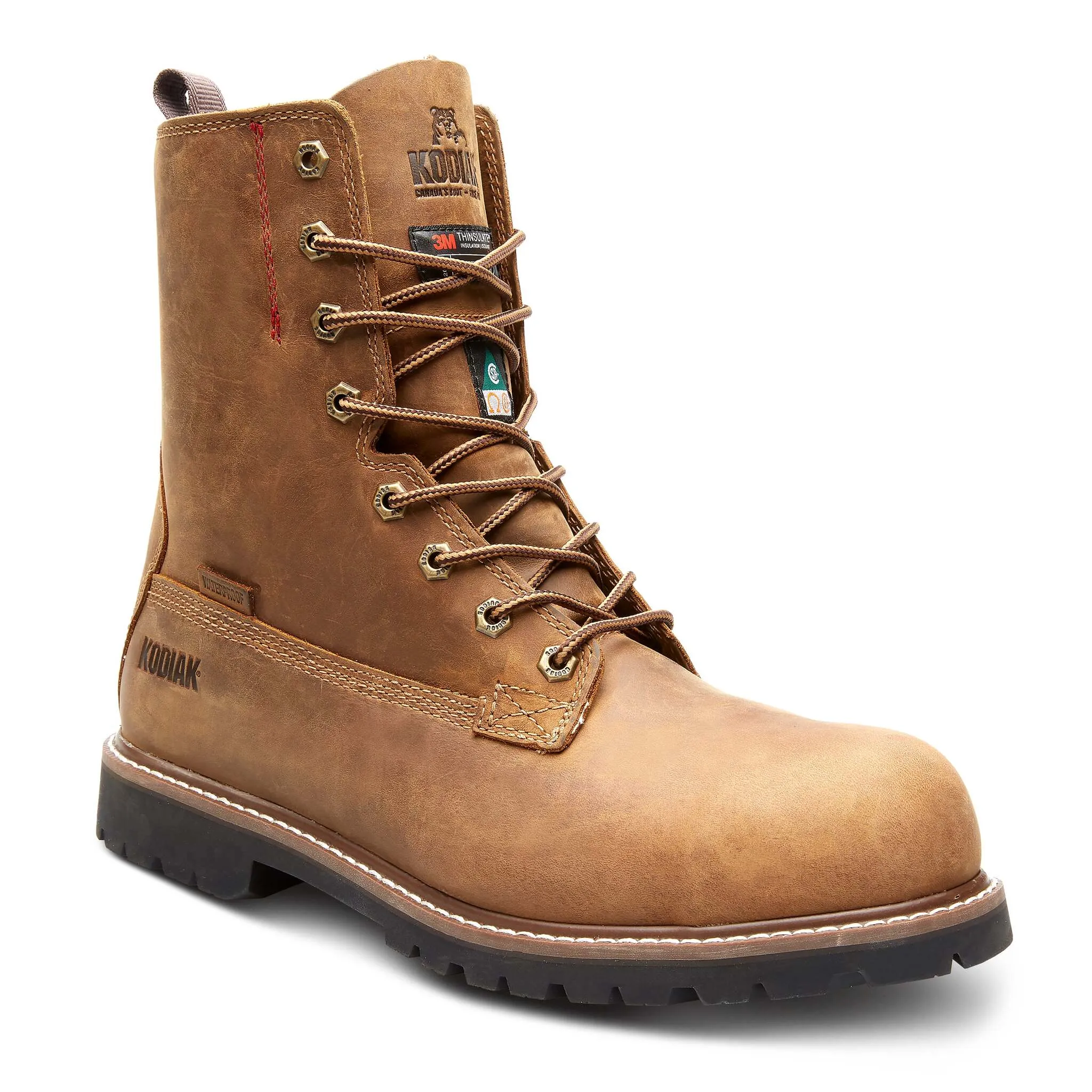 Kodiak Men's McKinney 8" Safety Work Boots – Waterproof Full Grain Leather, 200g Thinsulate, Composite Toe & Plate, Oil Resistant | Sizes 7-15