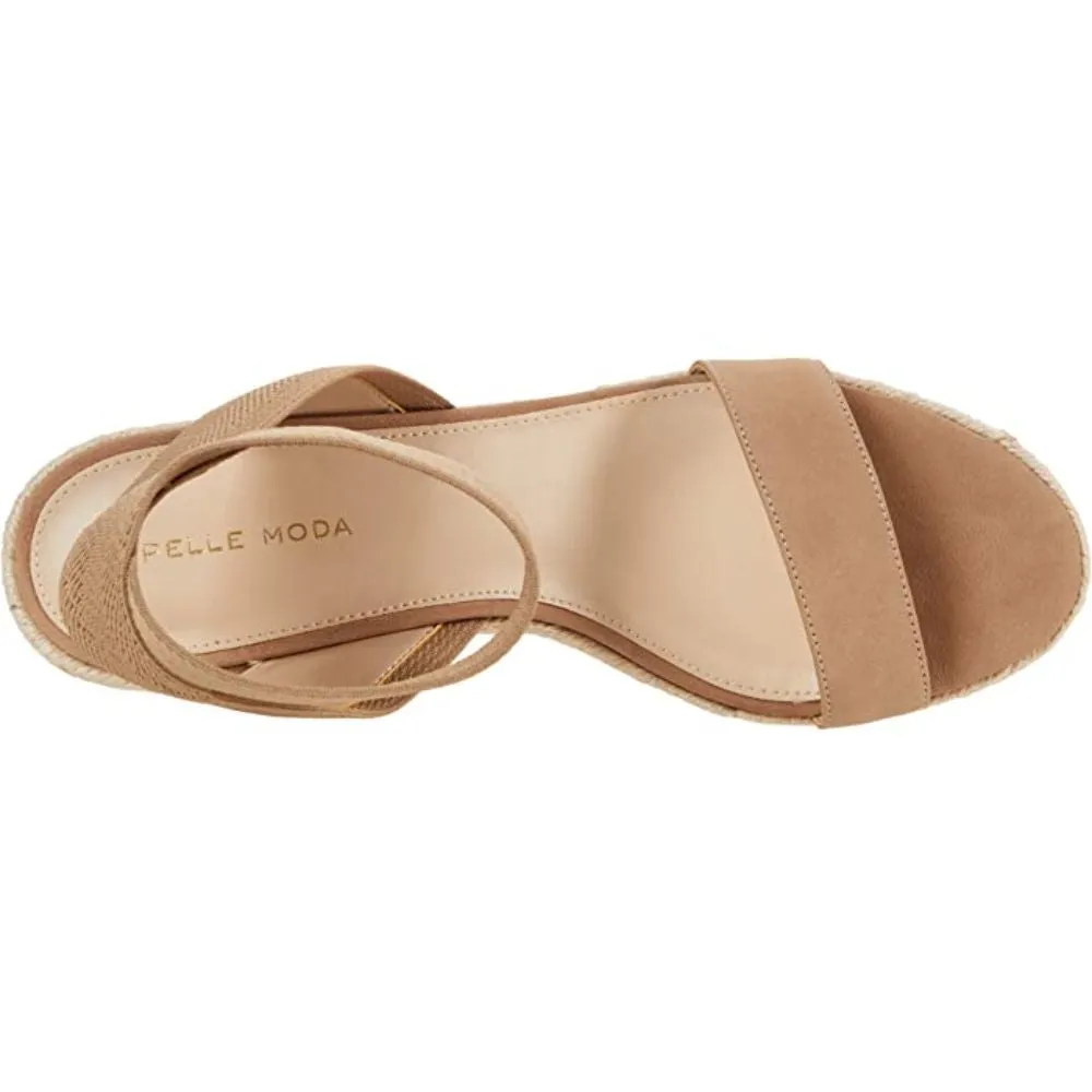 Kora Latte Beige Nubuck Pelle Moda Wedge Sandals