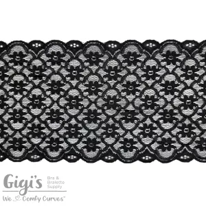 Lace, Stretch Lace, 5" Black Lattice Stretch Lace, 5 inch