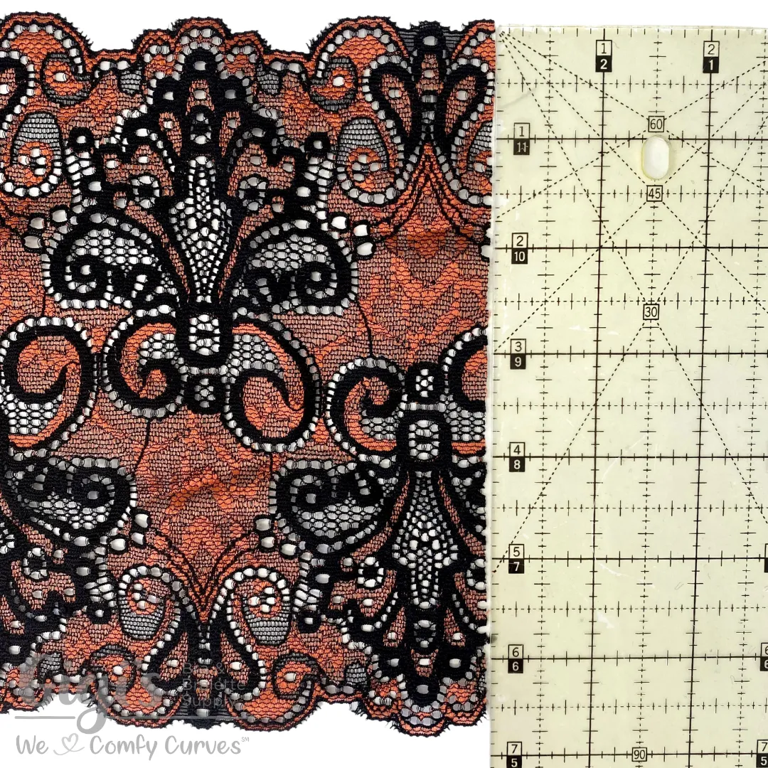 Lace, Stretch Lace, 7" Bronze and Black Stretch Lace, 7 inch