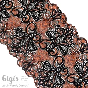 Lace, Stretch Lace, 7" Bronze and Black Stretch Lace, 7 inch