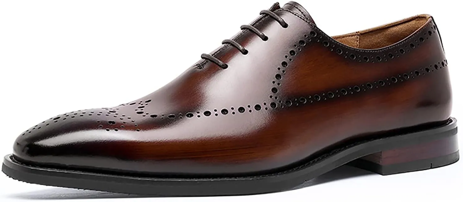 Lace Up Formal Men's Dress Shoes Oxford Modern Formal Oxford Casual Shoes Comfortable Wedding Shoes Non Slip Business Shoes,Brown,7US/39EU