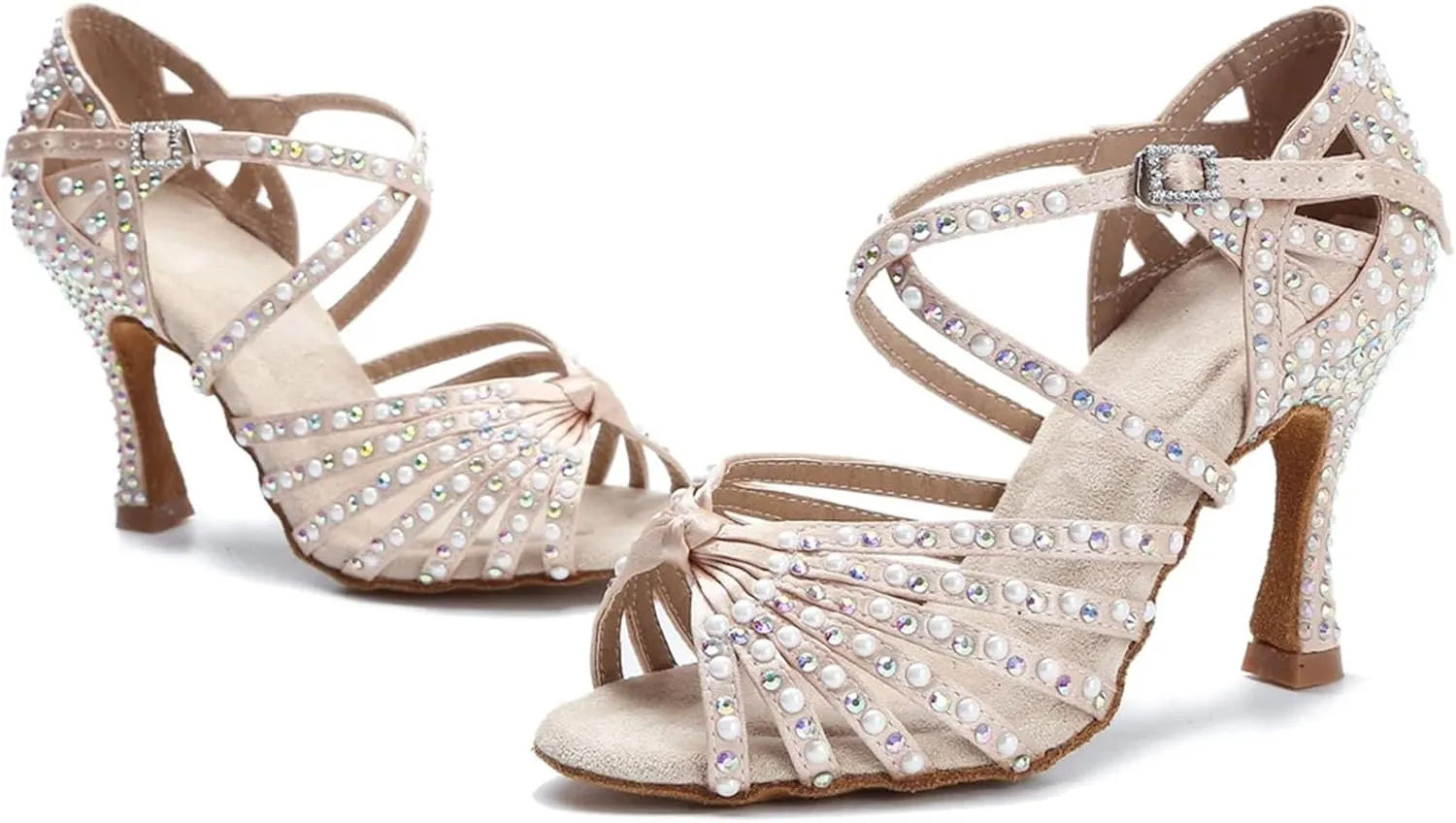 Ladies Silk Samba Sandals - Ballroom Tango Wedding Heels (8.5CM/3.35")