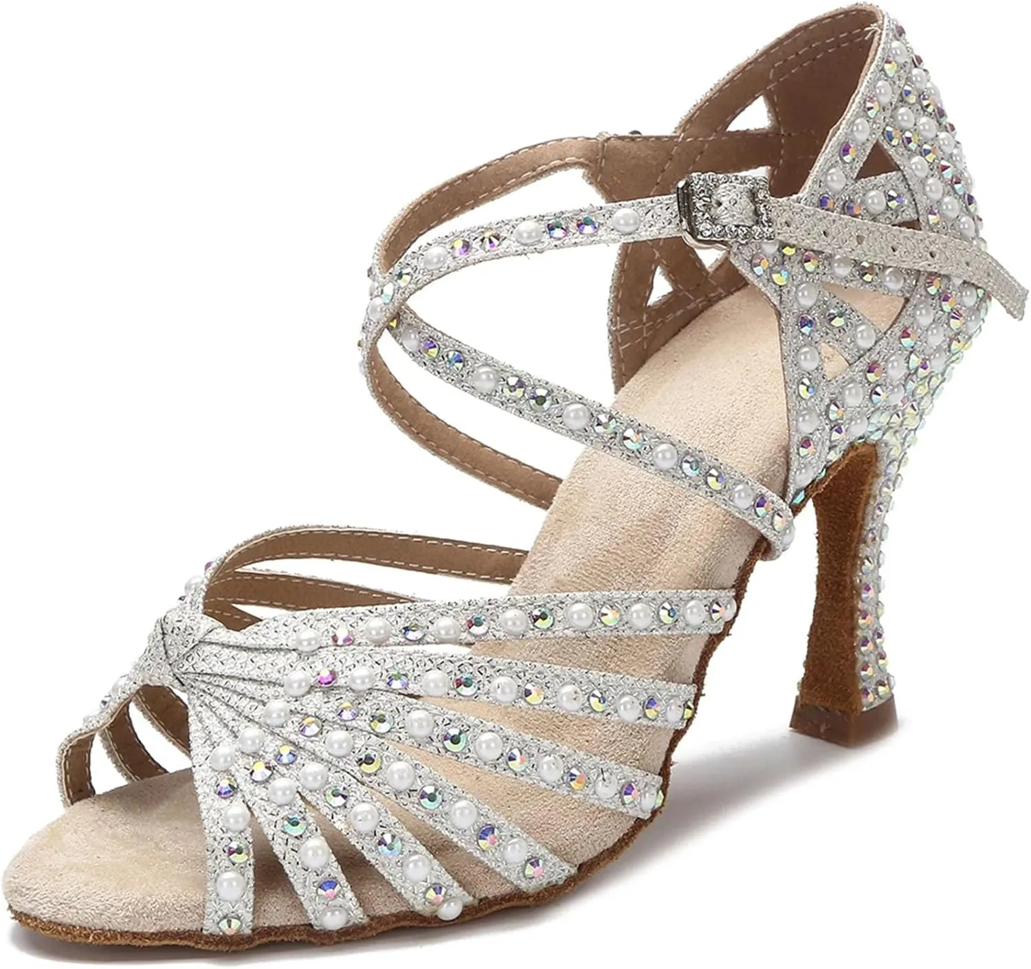 Ladies Silk Samba Sandals - Ballroom Tango Wedding Heels (8.5CM/3.35")