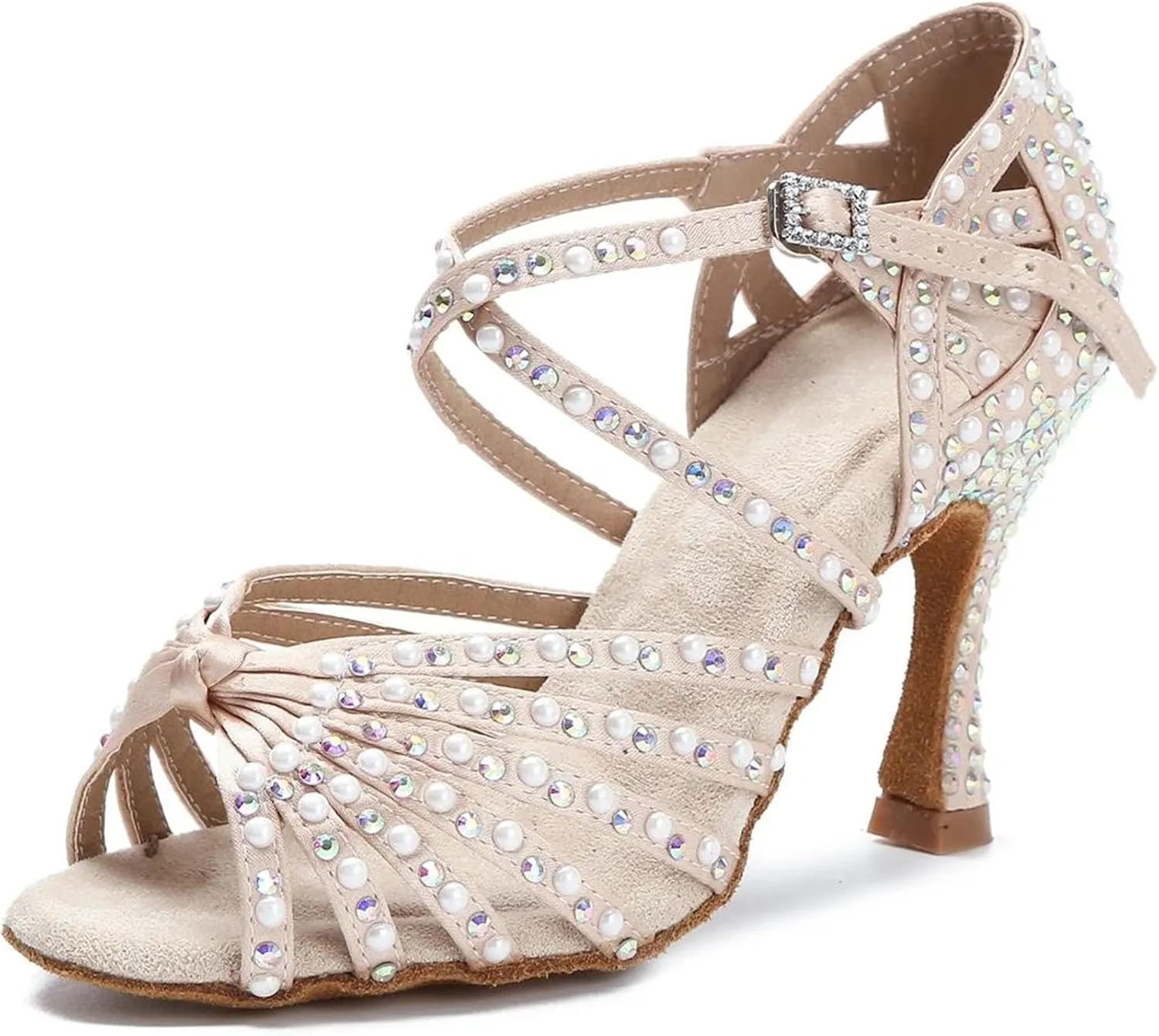 Ladies Silk Samba Sandals - Ballroom Tango Wedding Heels (8.5CM/3.35")