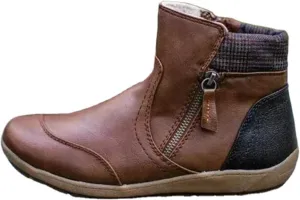 Ladmiple Ankle Boots For Women No Heel Casual Cowboy Boots Cowgirl Western Pull On Short Booties Zipper Walking Shoes