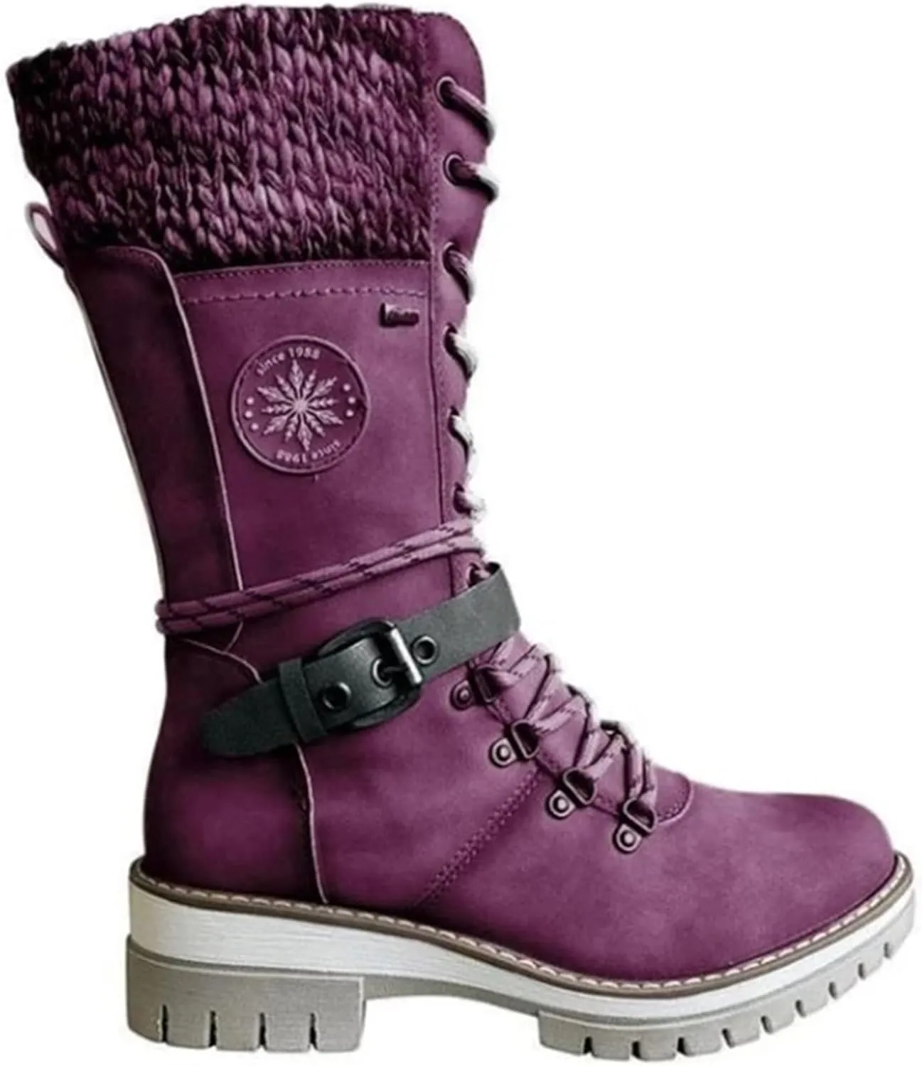 Ladmiple Ankle Boots Women Low Heel Biker Boots Side Zipper Mid Calf Motorcycle Fashion Combat Riding Military Dress Ankle Booties
