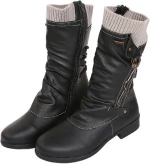 Ladmiple Boots For Women Ankle Booties Wide Width Cowboy Cowgirl Boots with Side Zipper Mid Calf Fashion Riding Biker Boots