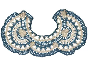 Large Antique Victorian Lace Collar Hand Made Blue & Ecru Bedfordshire ?
