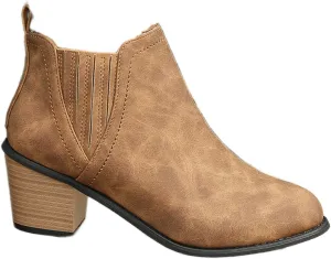 Lausiuoe Ankle Boots For Women Dressy Chunky Heel Booties Western Shoes Wide Width Pointed Toe Side Zipper Short Boots