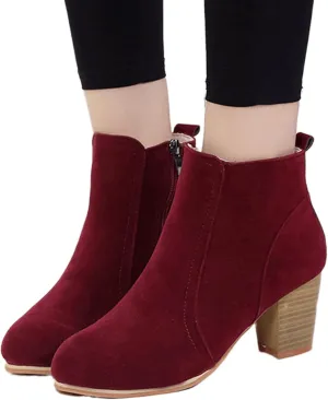 Lausiuoe Ankle Boots For Women Low Heel Dressy Fashion Short Boots Side Zipper Booties Dressy Wide Width Western Shoes
