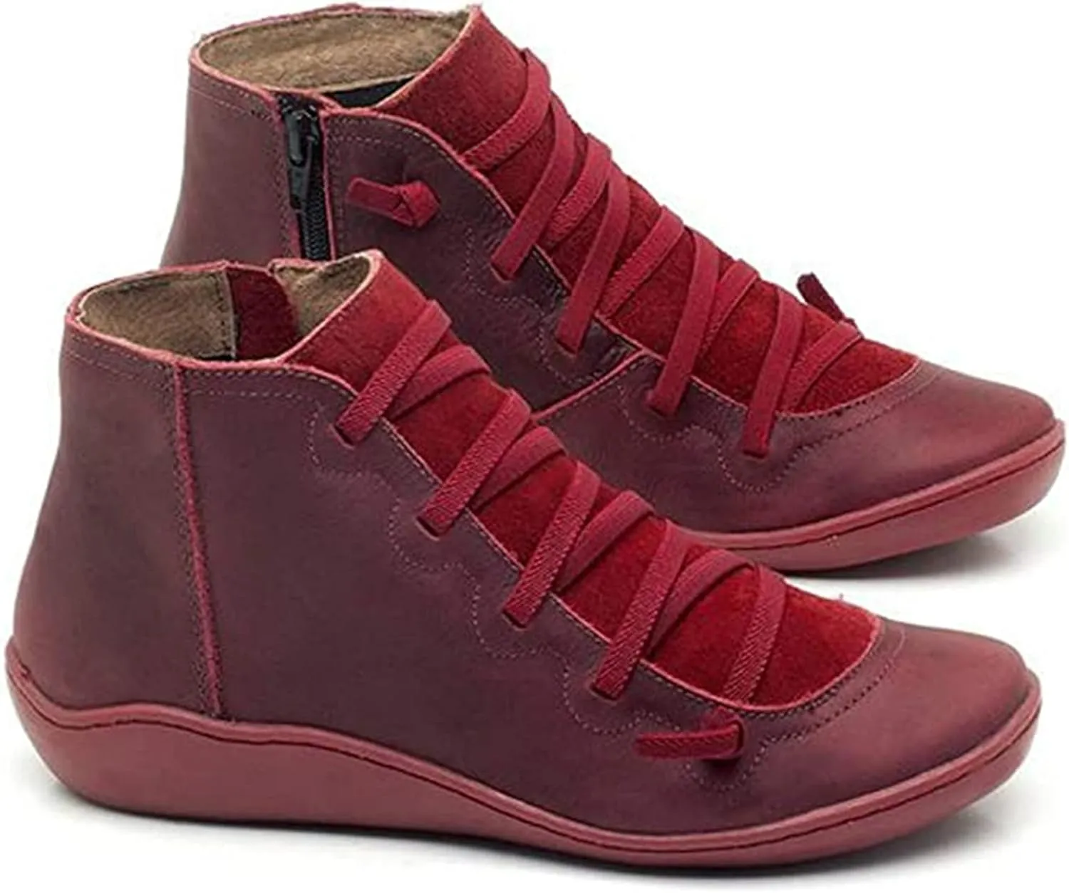 Lausiuoe Boots For Women Ankle Booties Flat Short Booties Ladies Western Casual Dressy Elegant Wide Width Boot Pull-On