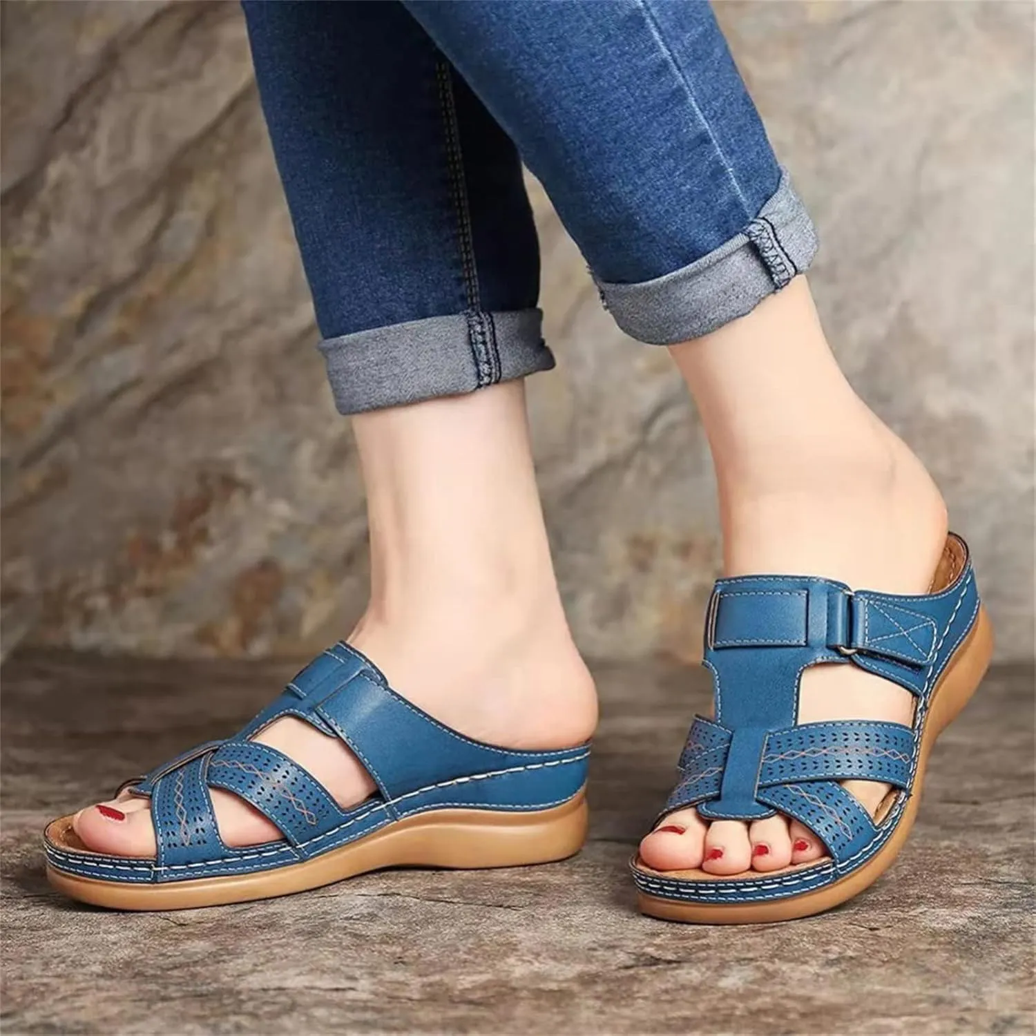 Lausiuoe Comfortable Orthopedic Sandals For Women Dressy Summer Walking Orthotic Flip Flops For Flat Feet with Arch Support