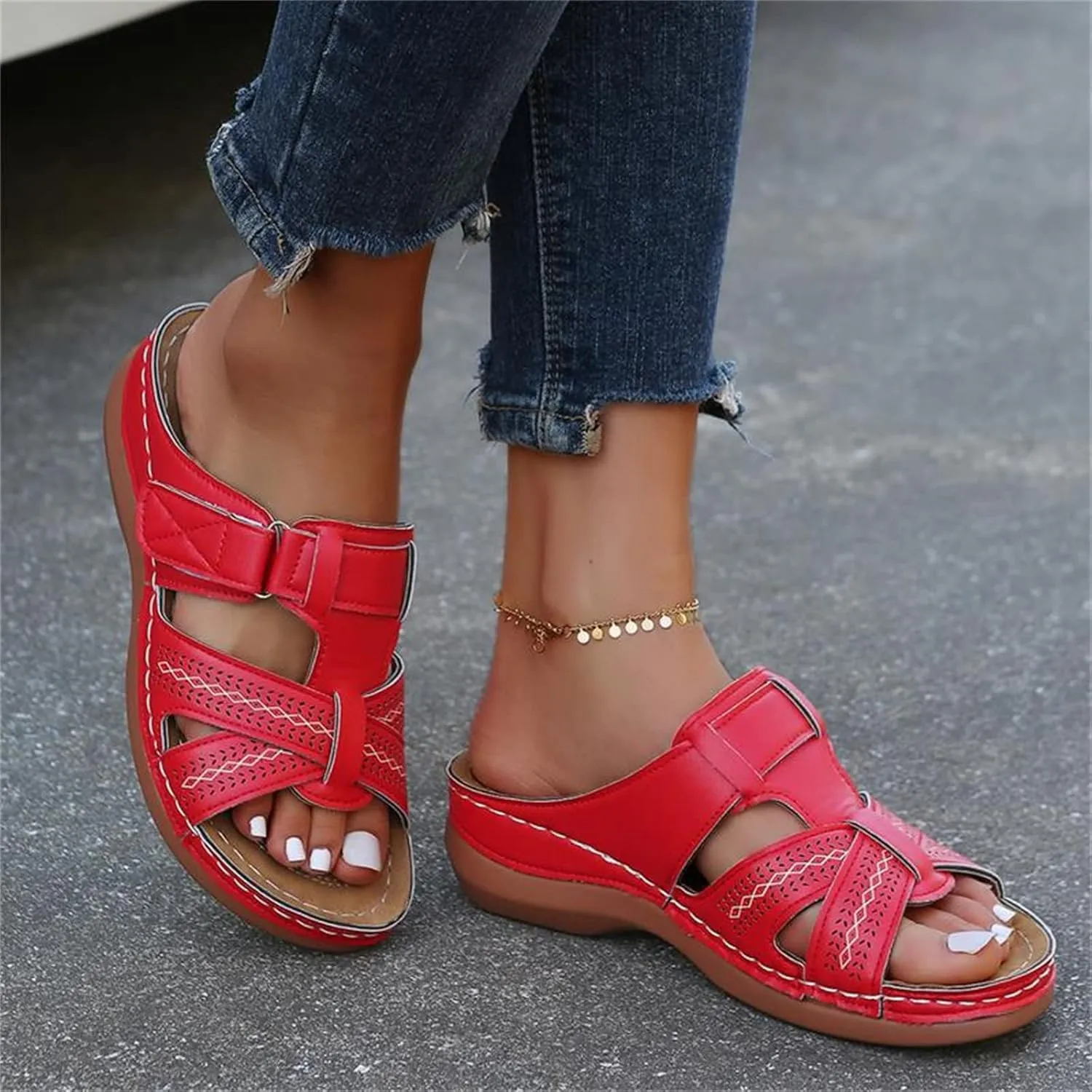 Lausiuoe Comfortable Orthopedic Sandals For Women Dressy Summer Walking Orthotic Flip Flops For Flat Feet with Arch Support