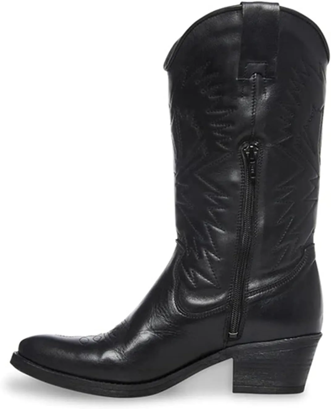 Lausiuoe Cowboy Boots For Women Mid Calf Cowgirl Western Boots Embroidery Low Heel Knee High Fashion Chunky Booties