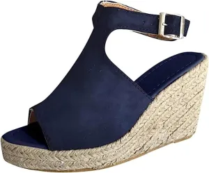 Lausiuoe Wedge Sandals For Women Casual Summer Platform Espadrille High Heel Open Toe Ankle Strap Dressy Strappy Sandals